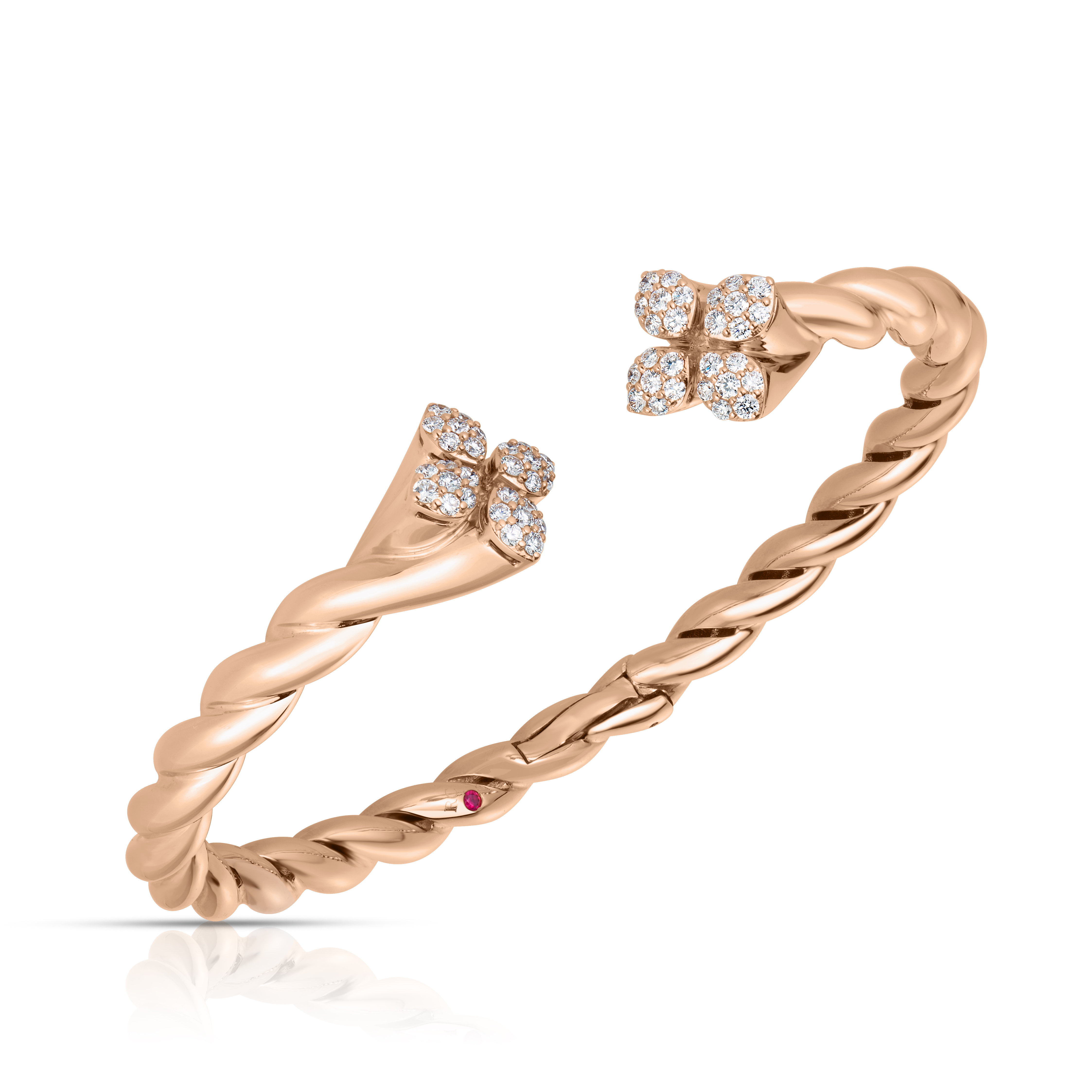18k Rose Gold Love In Verona Twist Wide Diamond Bangle