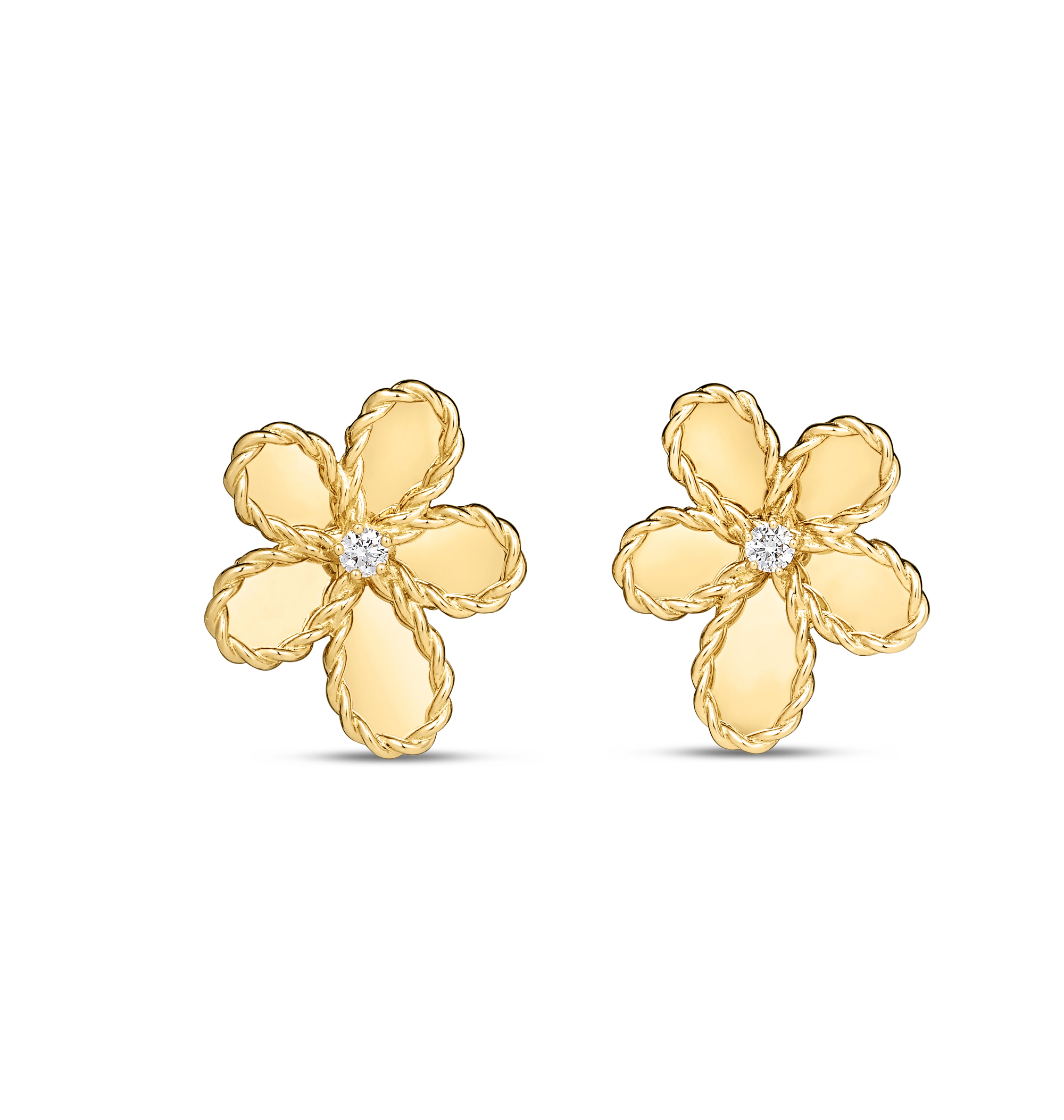 18k Yellow Gold Jasmine Diamond Flower Stud Earrings
