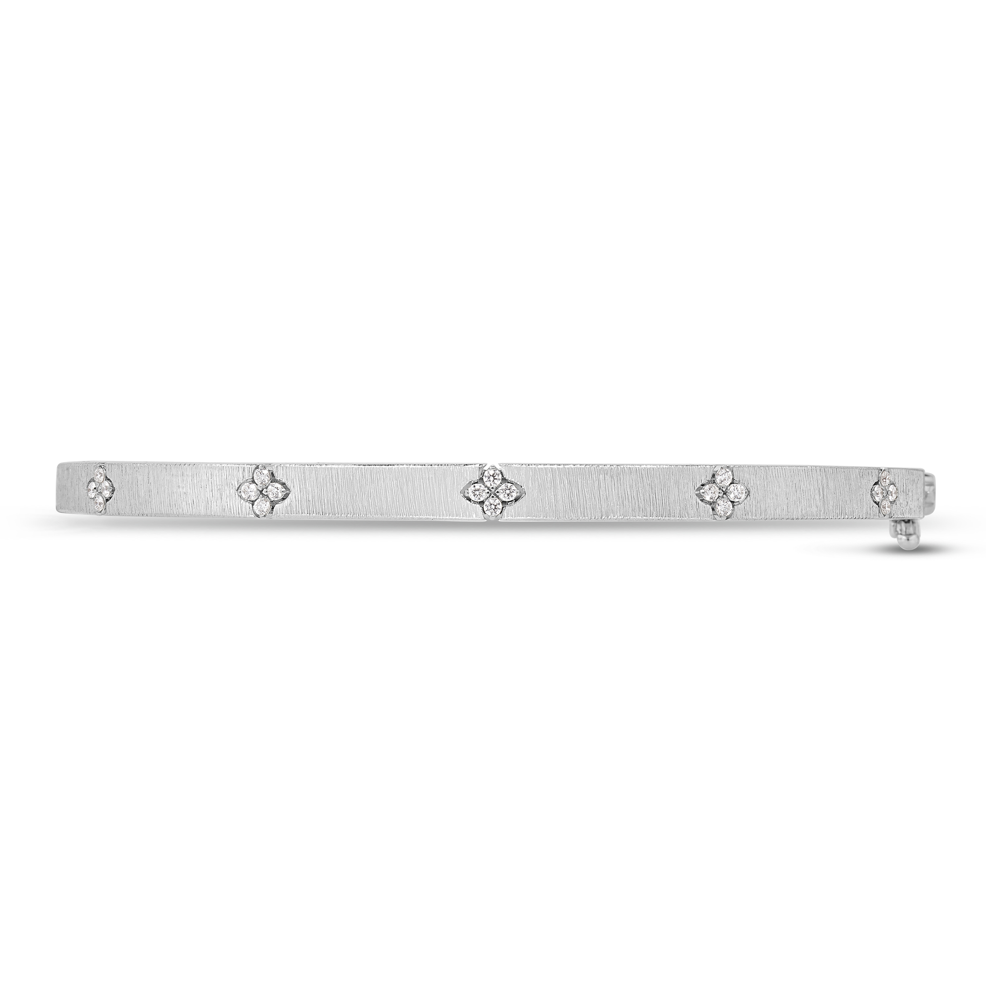 18k White Gold Love In Verona Narrow Diamond And Satin Finish Bangle