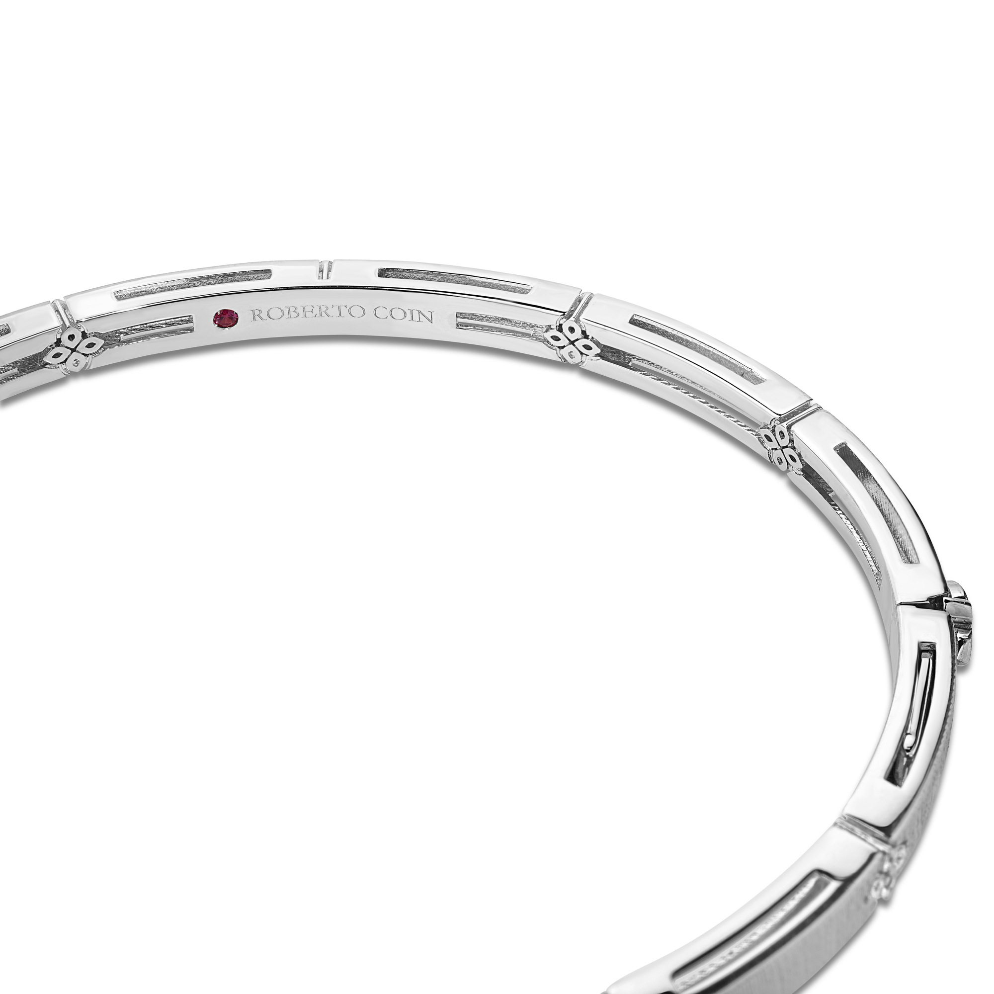 18k White Gold Love In Verona Narrow Diamond And Satin Finish Bangle