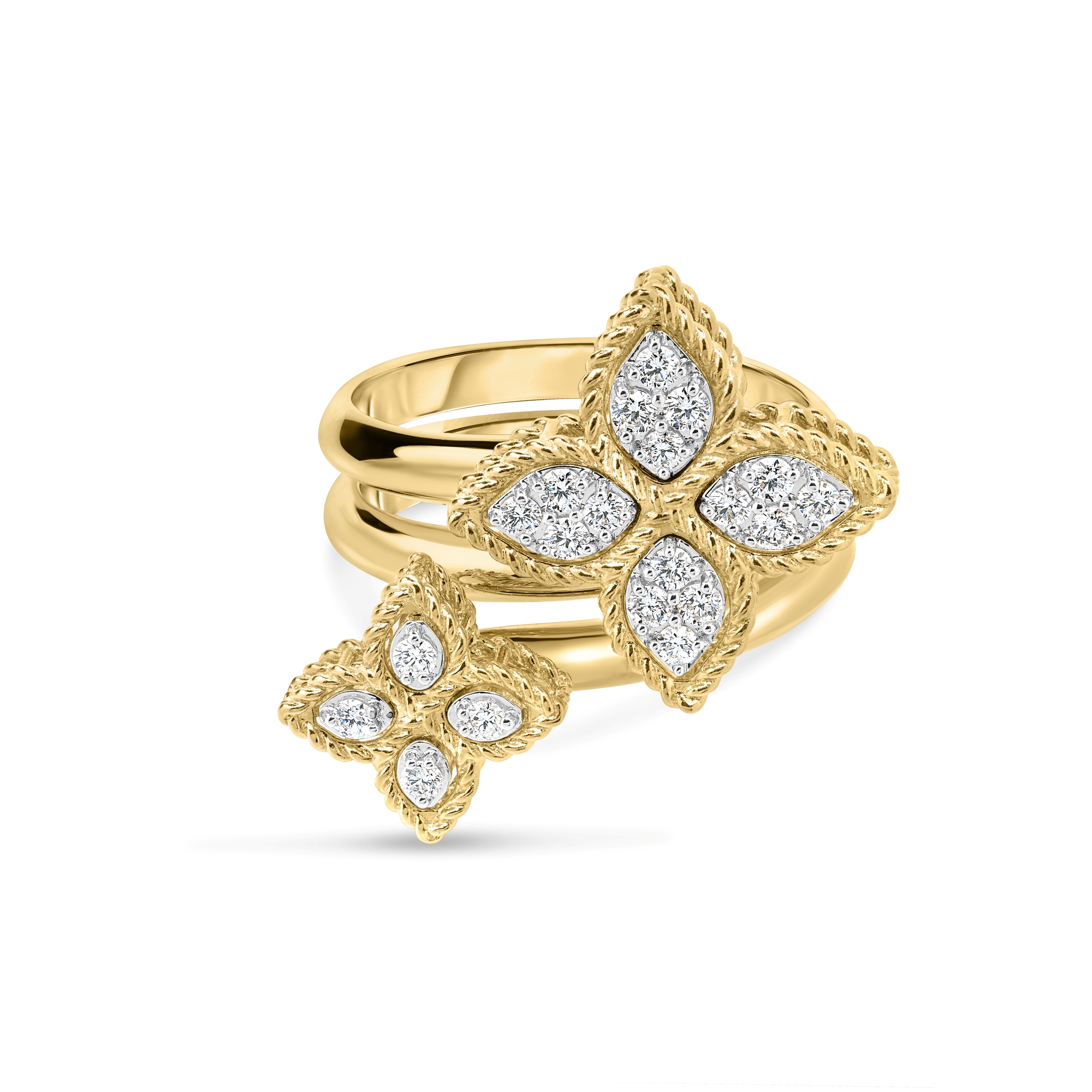18k Yellow/white Gold Princess Flower Diamond Ring
