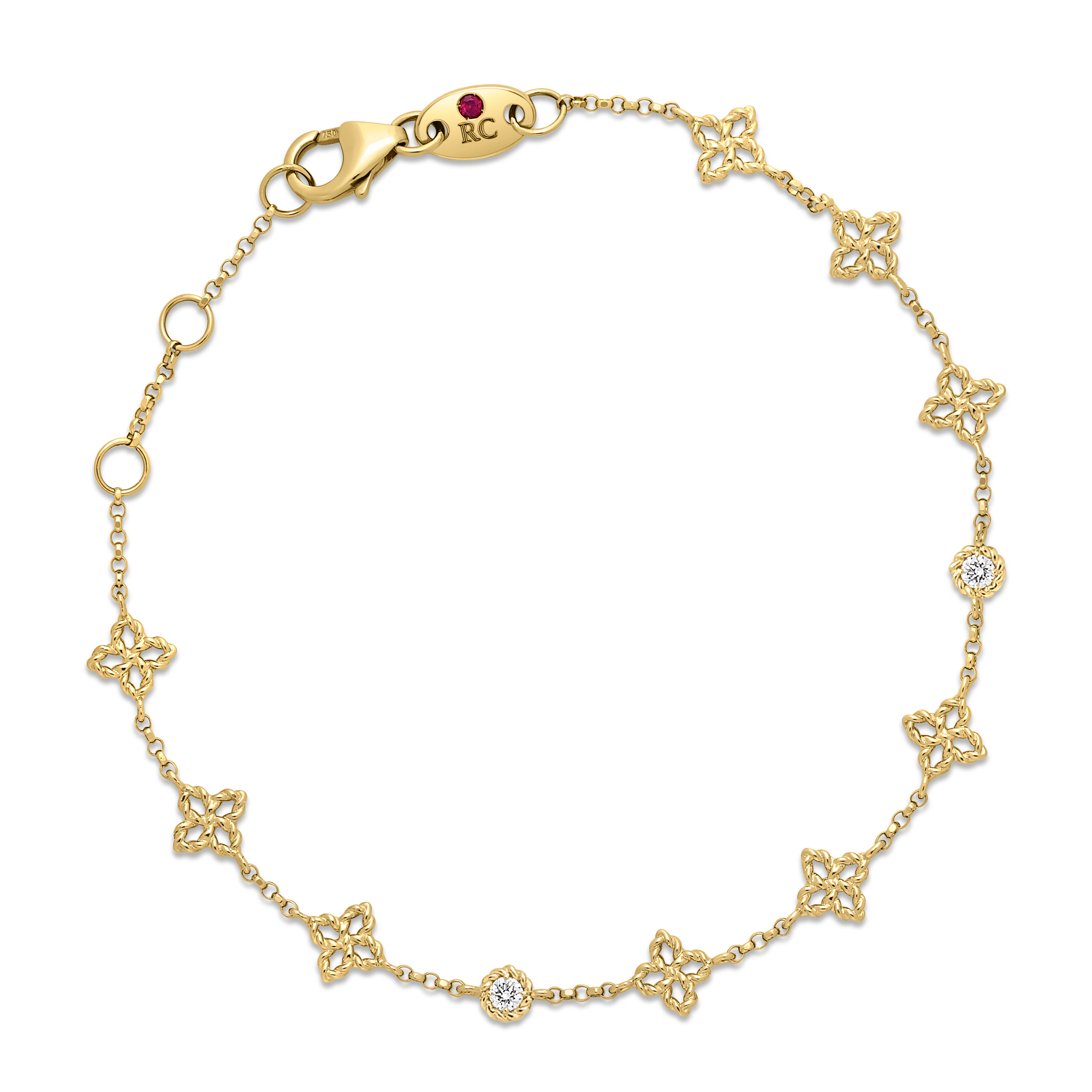 18k Yellow Gold Princess Flower Diamond Braclet