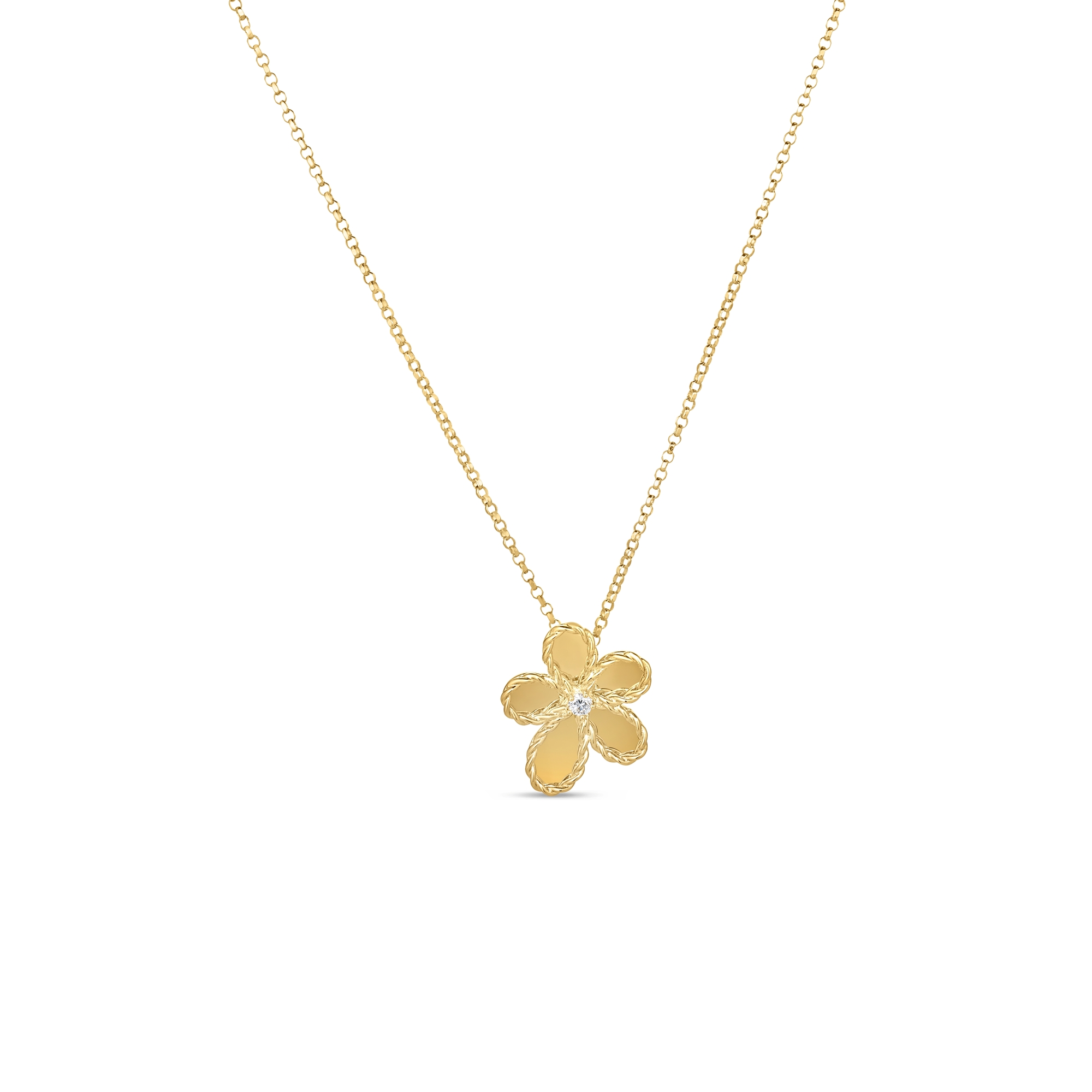 18k Yellow Gold Jasmine Diamond Flower Necklace