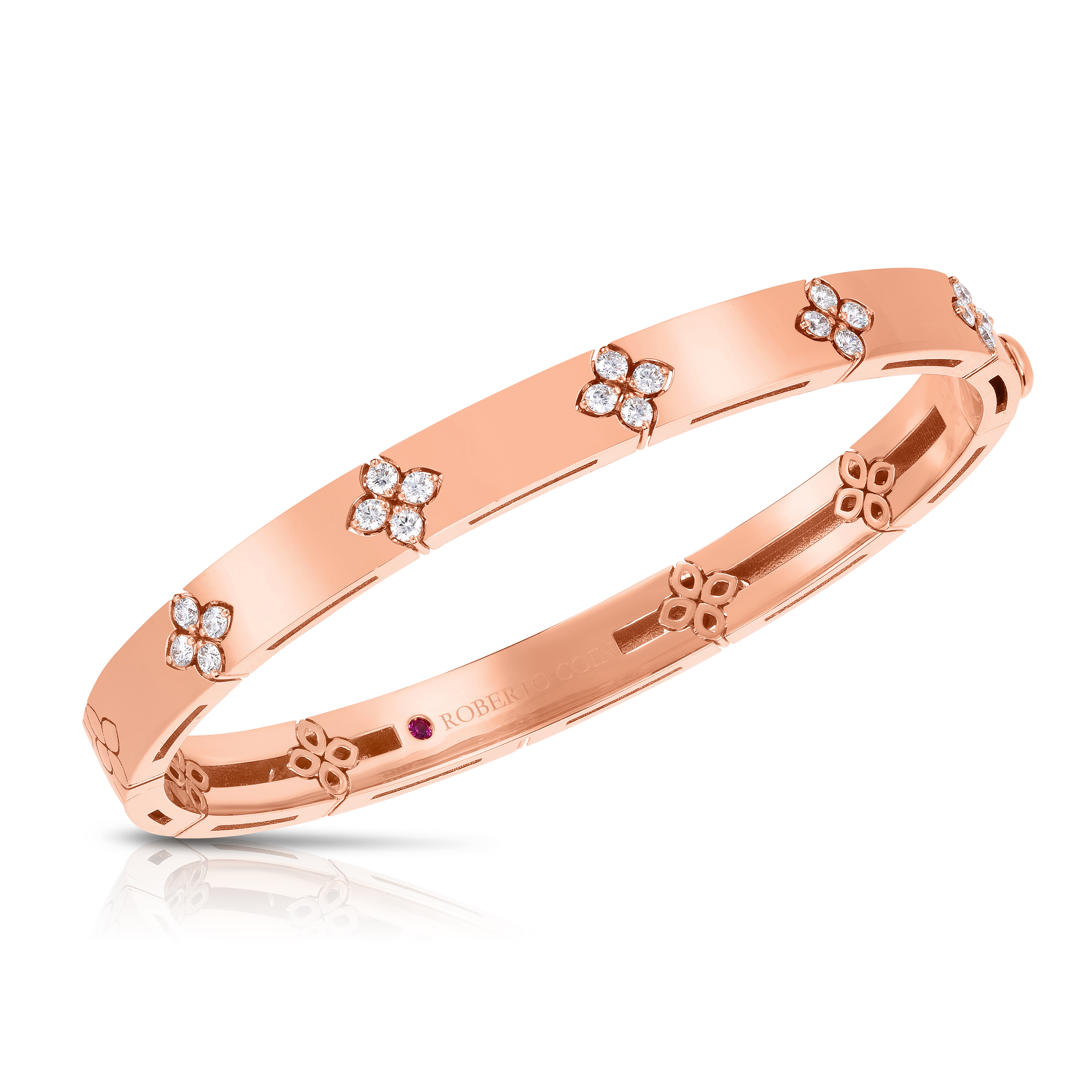 18k Rose Gold Love In Verona Wide Diamond Bangle