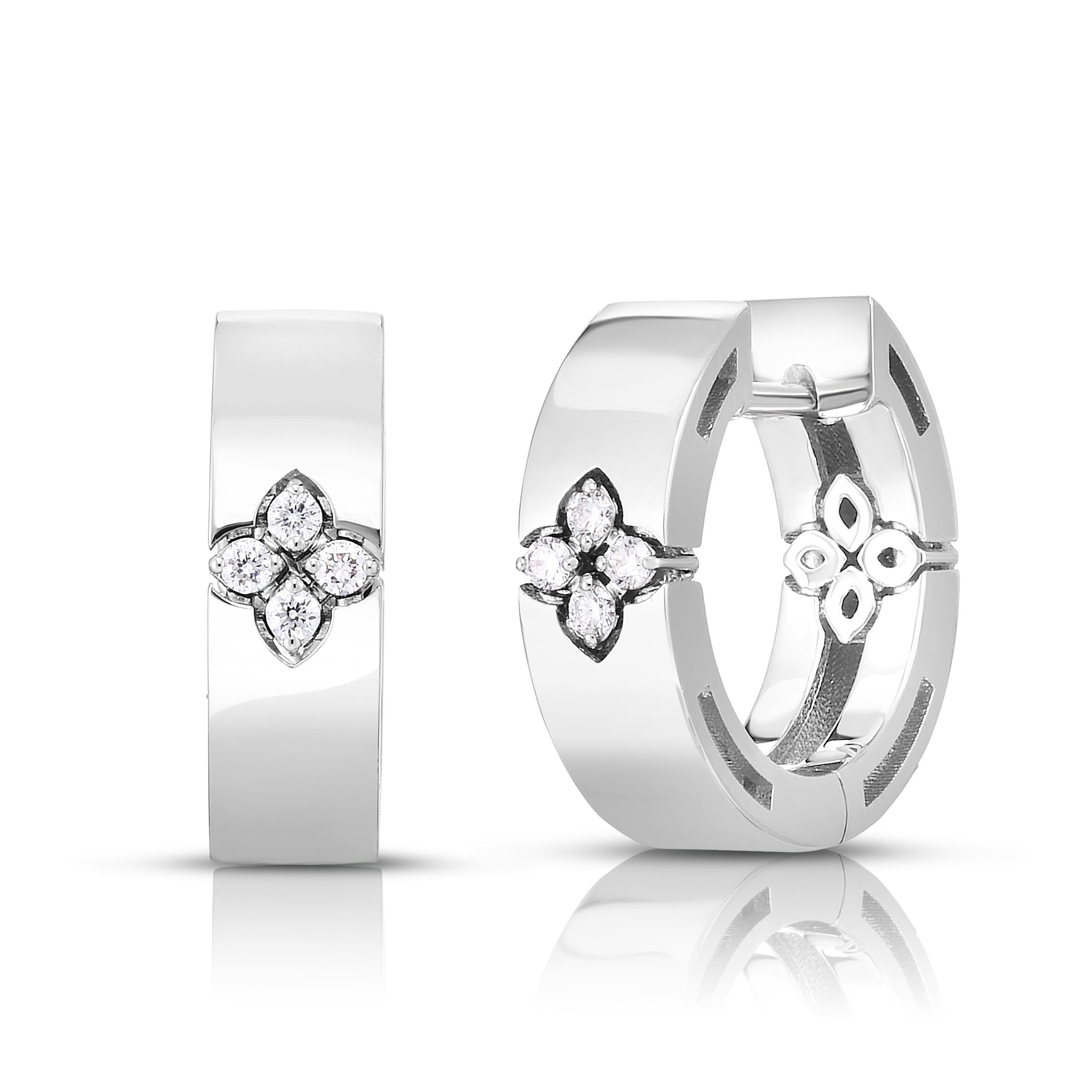 18k White Gold Love In Verona Diamond Hoop Earrings