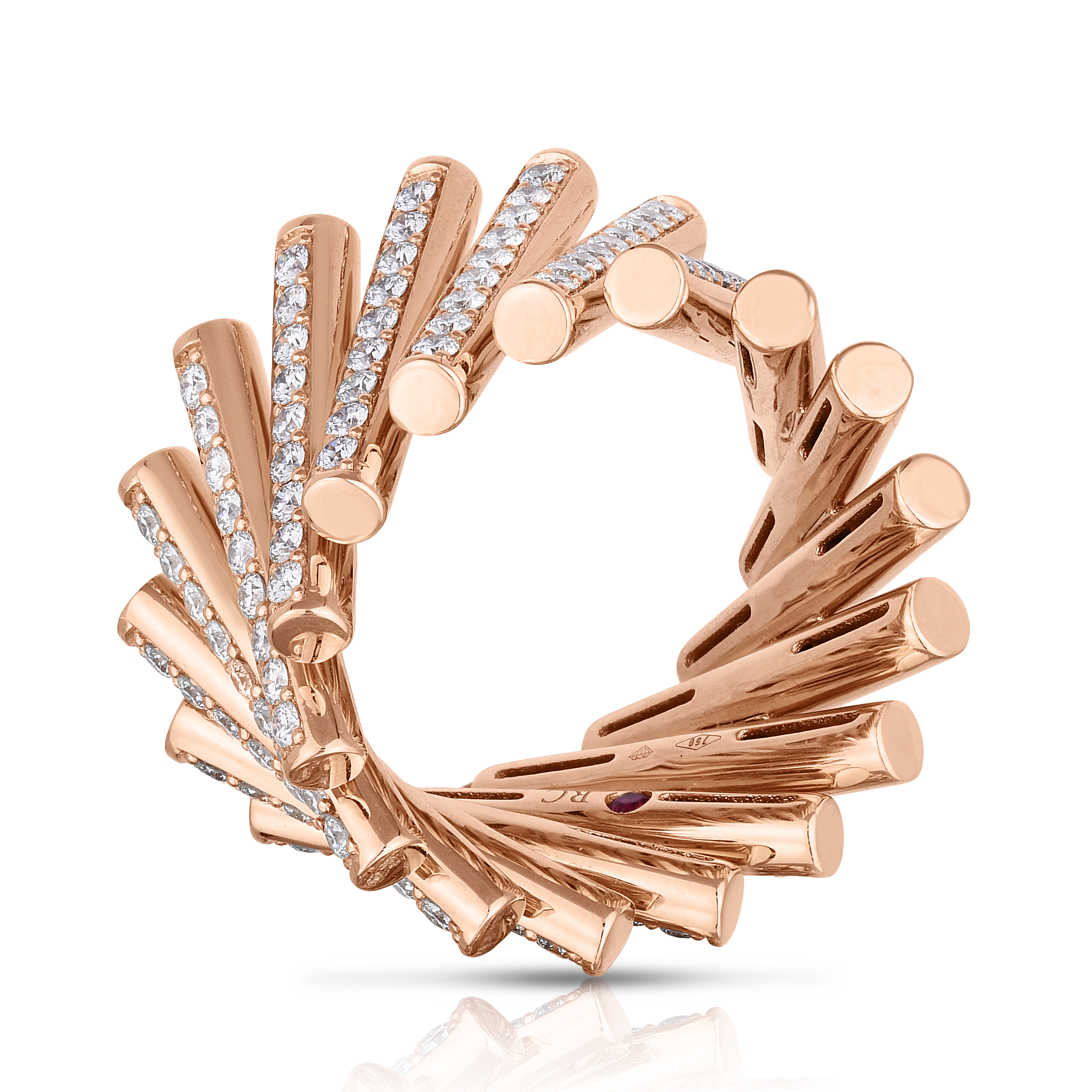 18k Rose Gold Domino Wide Pave Diamond Ring