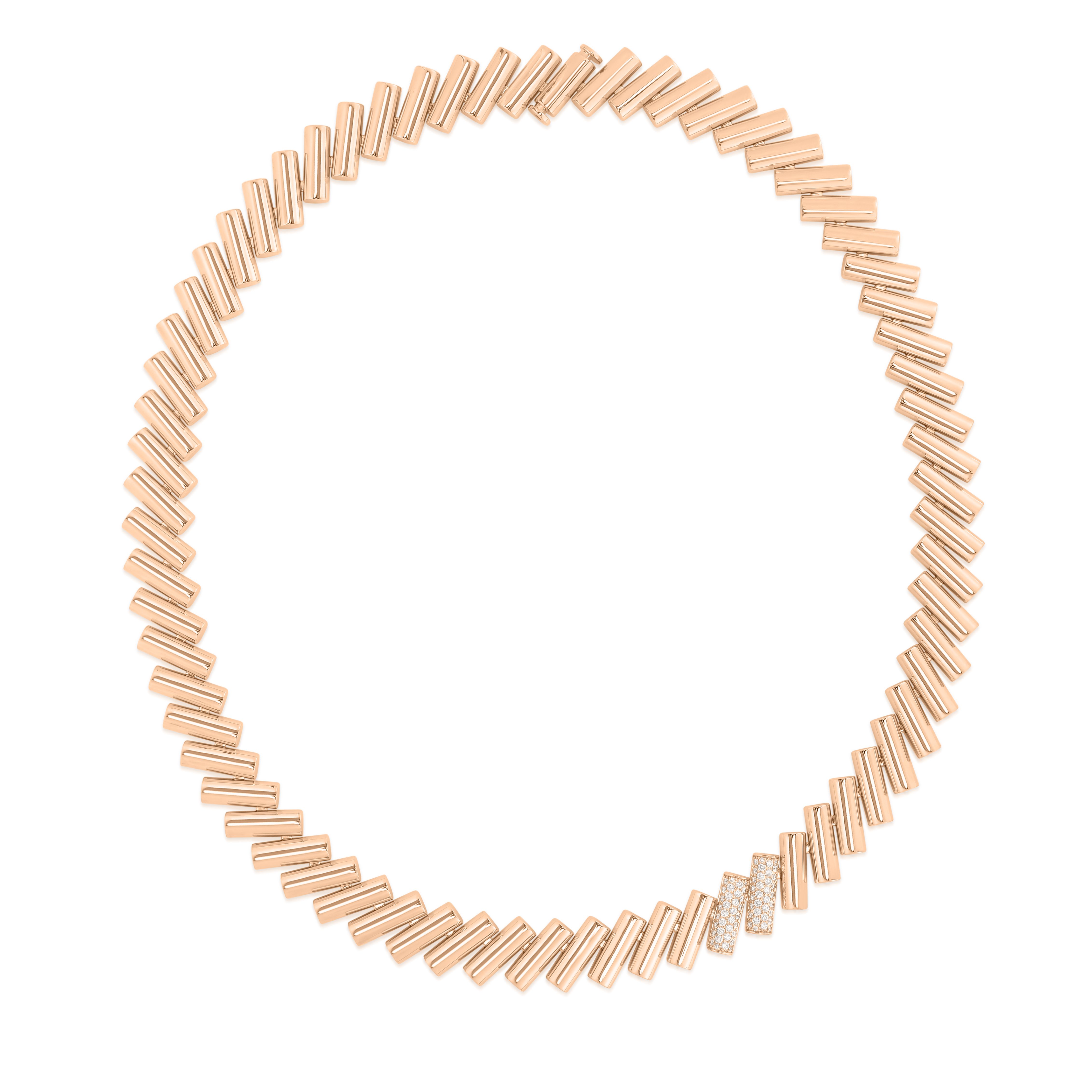 18k Rose/white Gold Domino Double Diamond Accent Chain