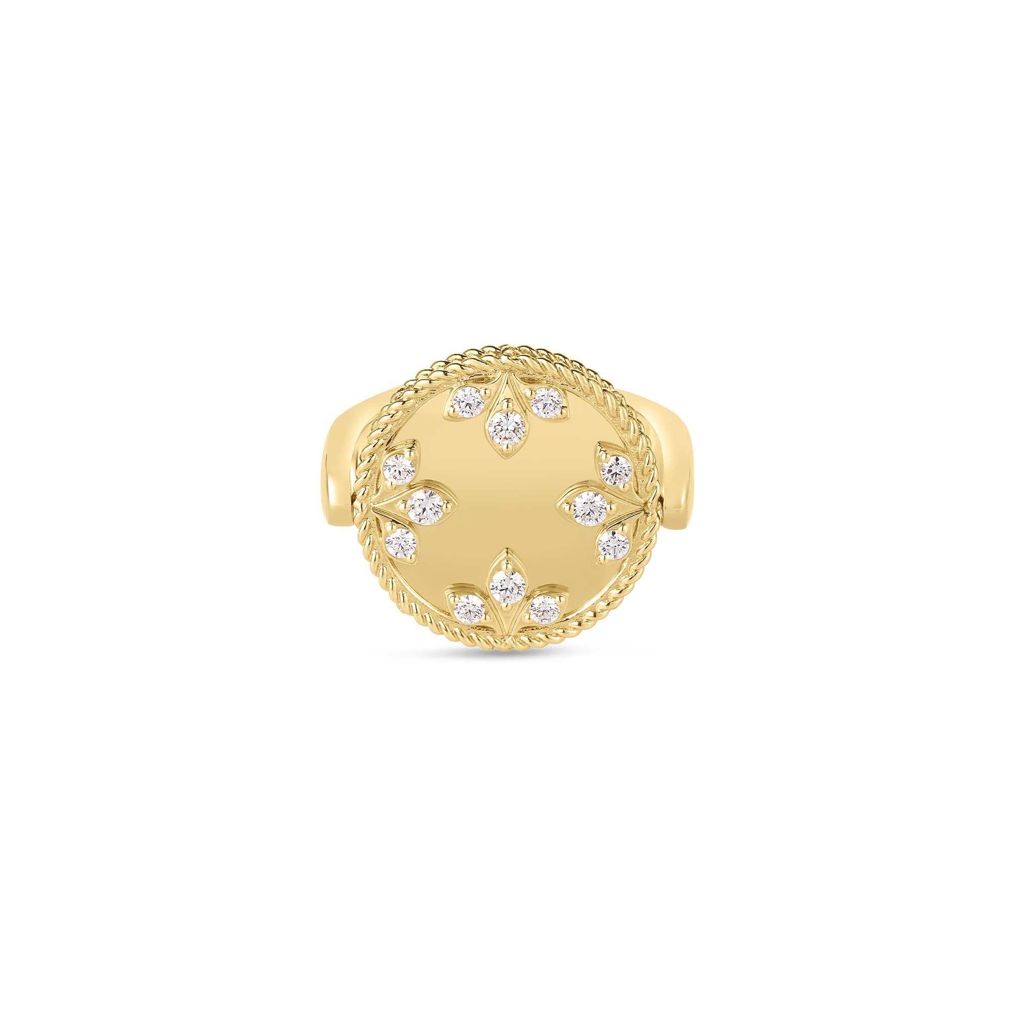 18k Yellow Gold Venetian Medallions Diamond & Mother Of Pearl Reversible Ring