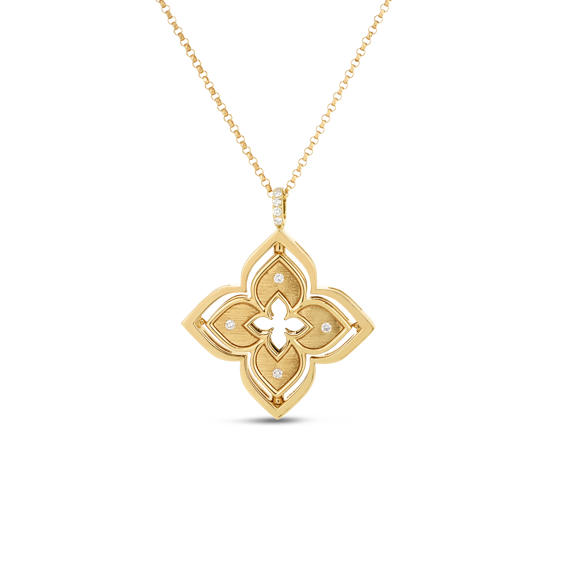 18k Yellow Gold Venetian Princess Pirouette Diamond & Lapis Flower Necklace