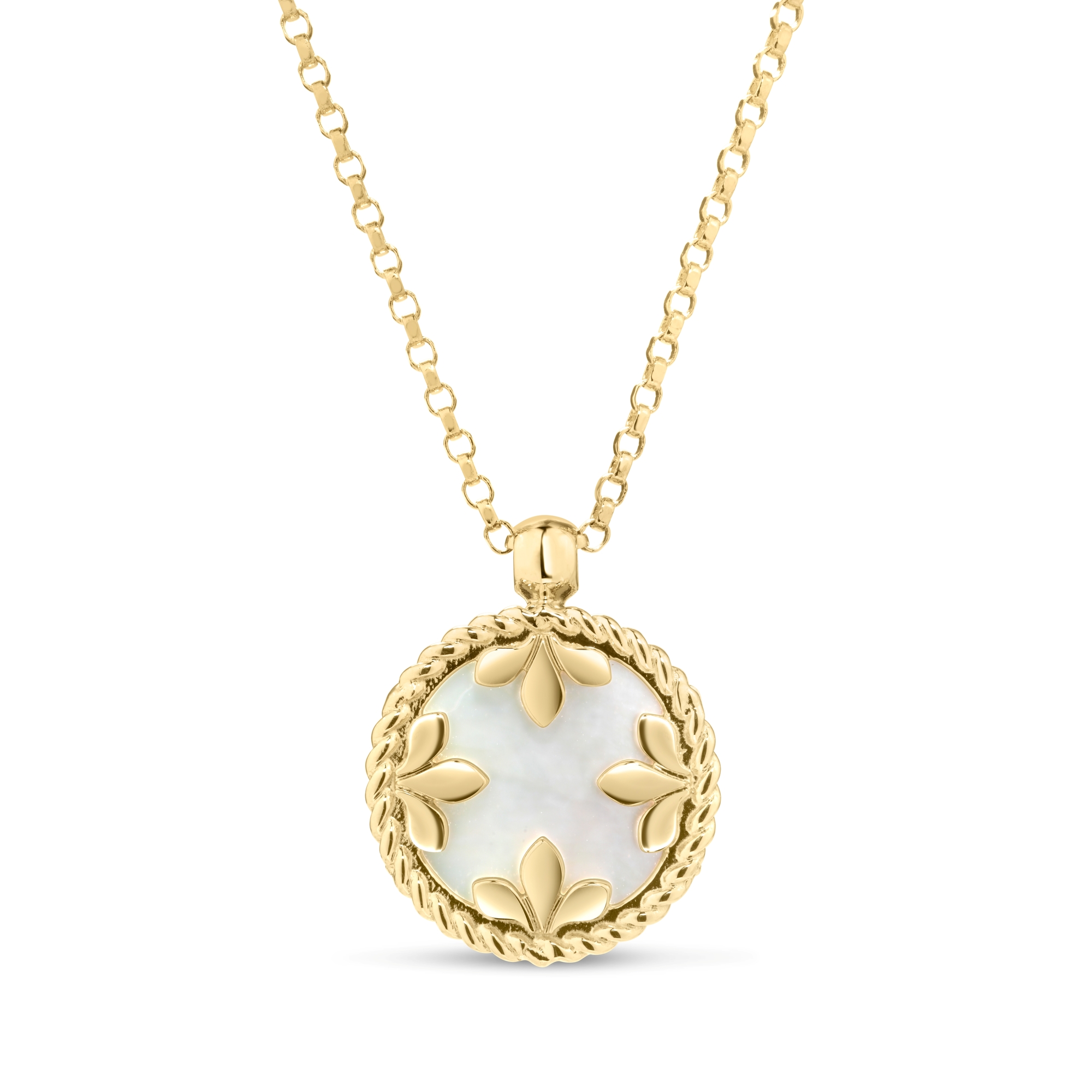 18k Yellow Gold Venetian Medallions Small Diamond And Pink Opal Necklace