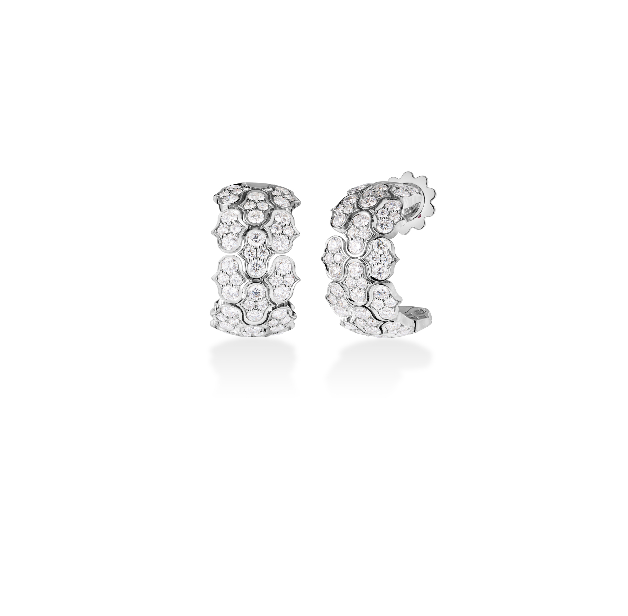 18k White Gold Cobra Pave Diamond Earrings