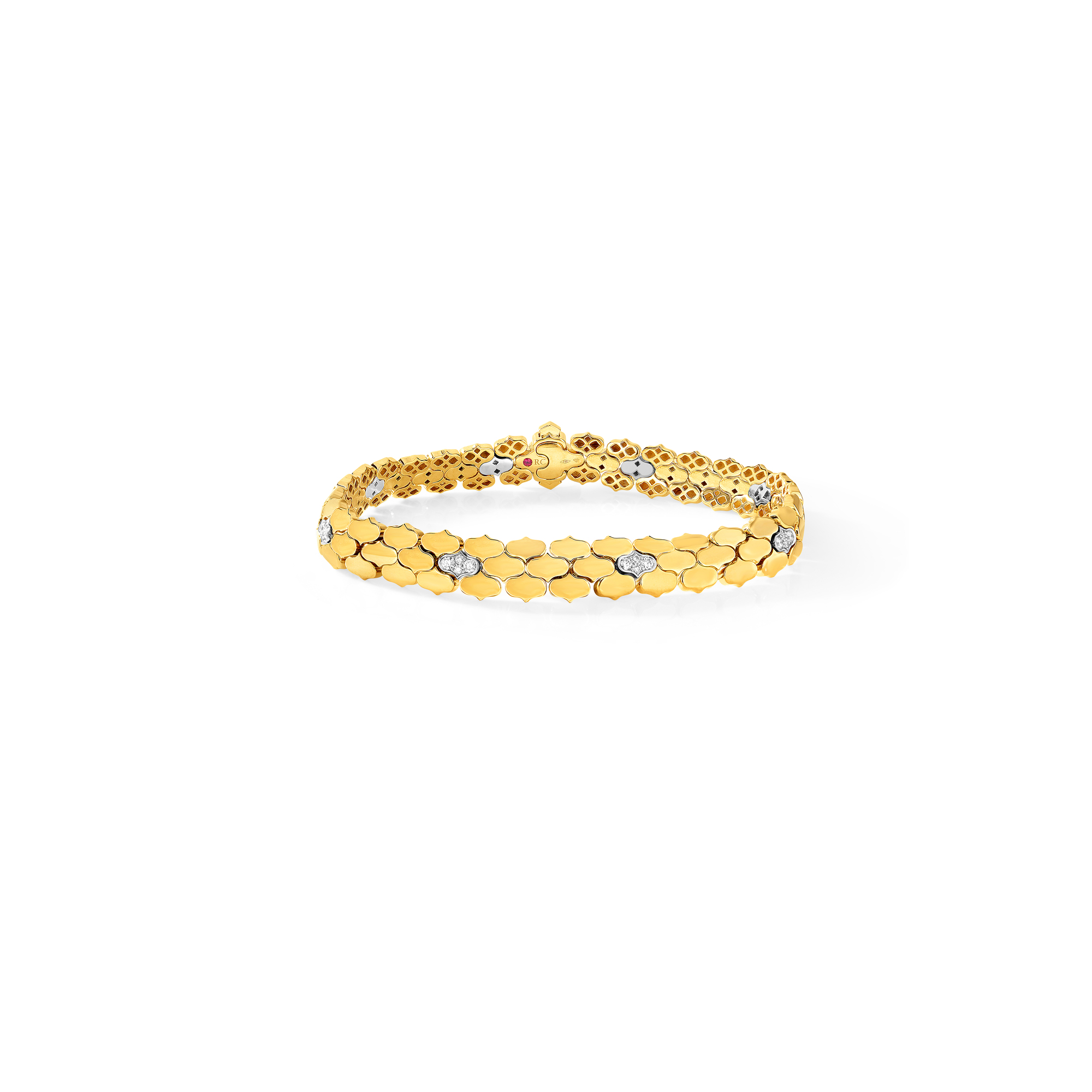 18k Yellow/white Gold Cobra Diamond Bracelet