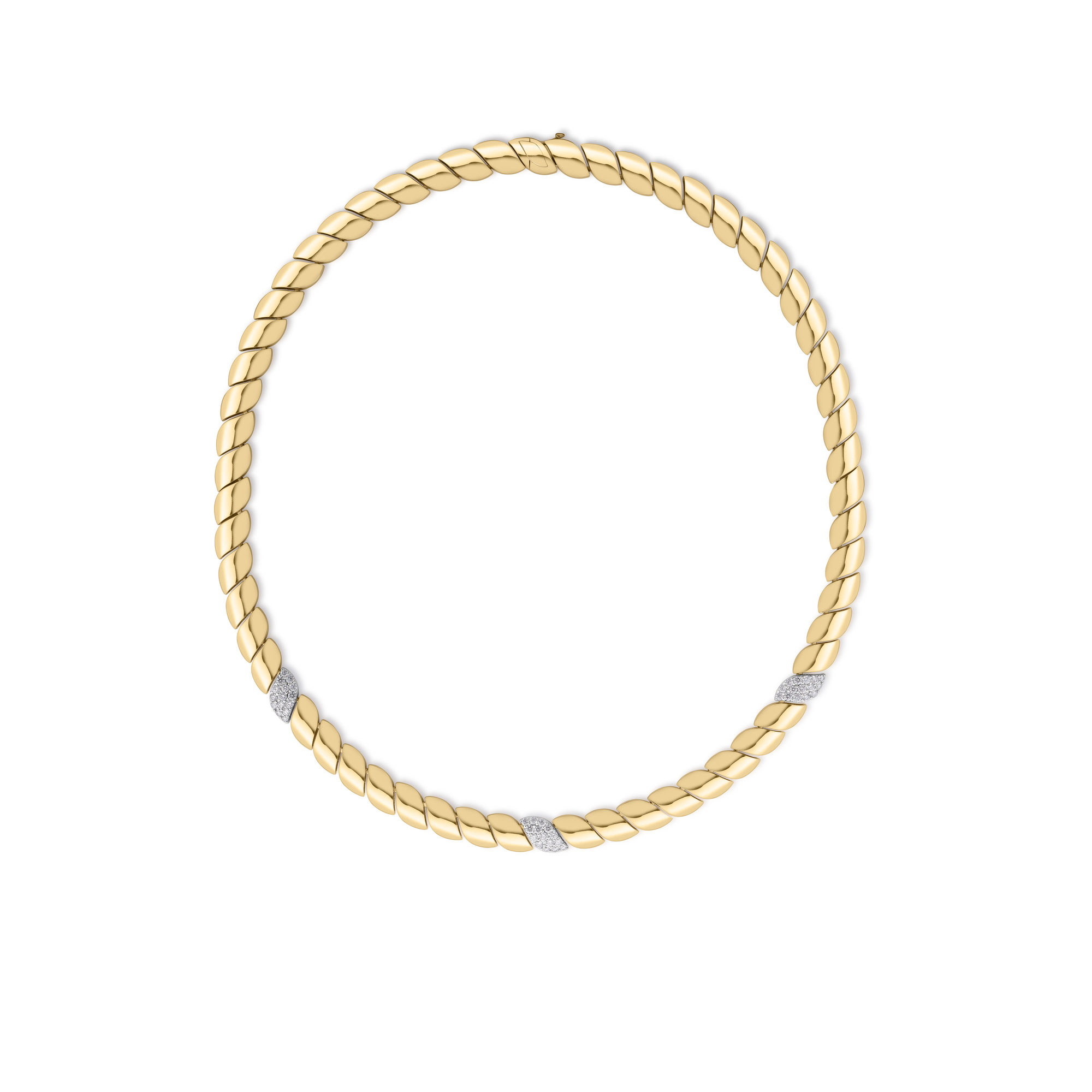 18k Yellow/white Gold San Marco 3 Diamond Station Collar Necklace **16