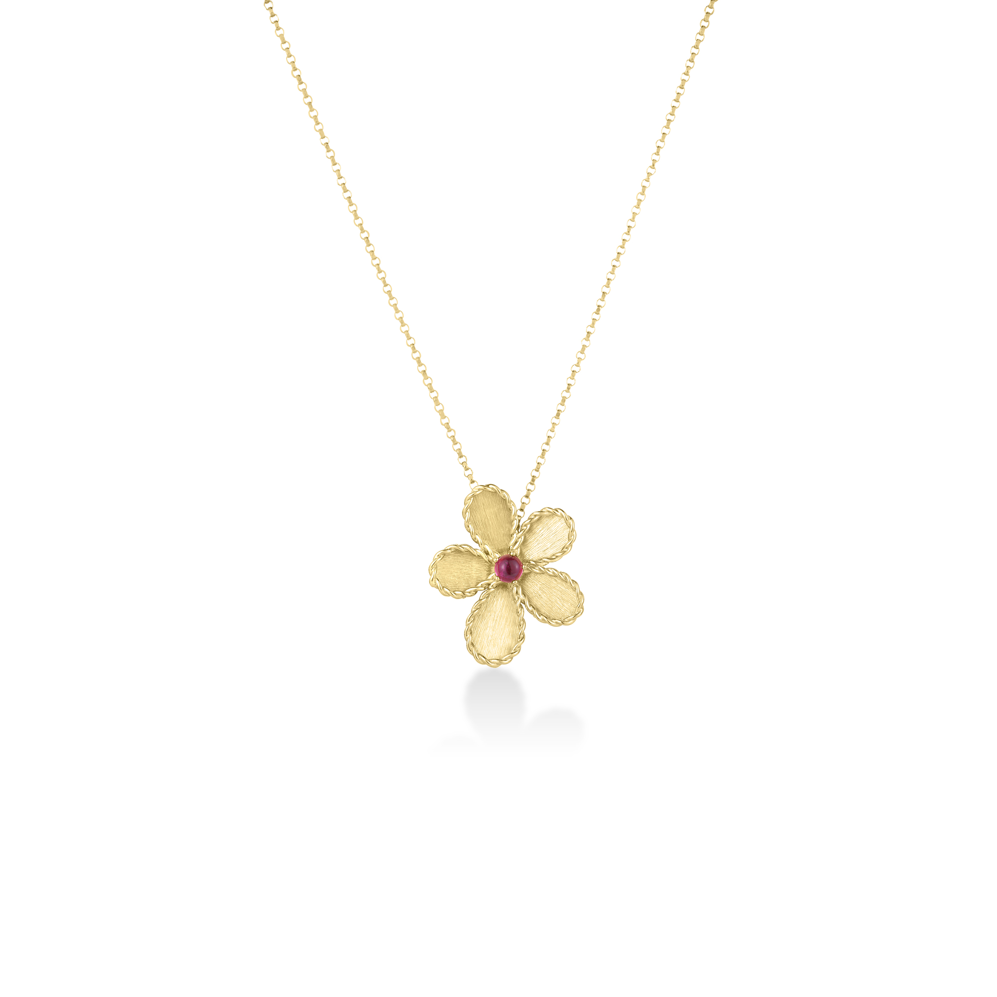 18k Yellow Gold Jasmine Rubellite Flower Necklace