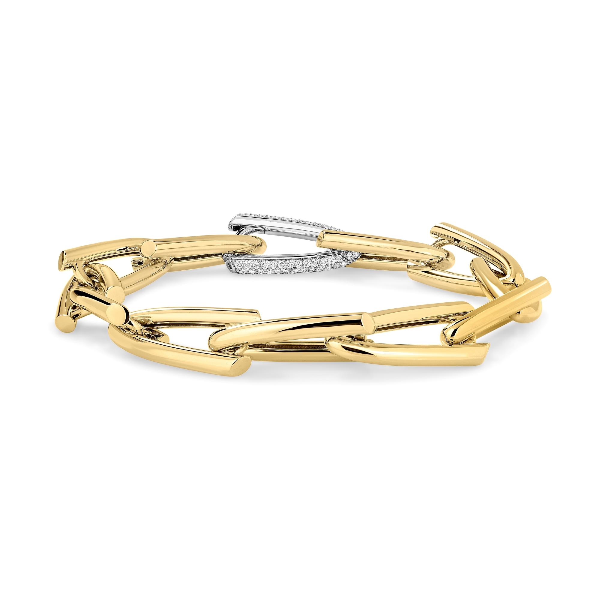18k Designer Gold Triangle Link Diamond Bracelet