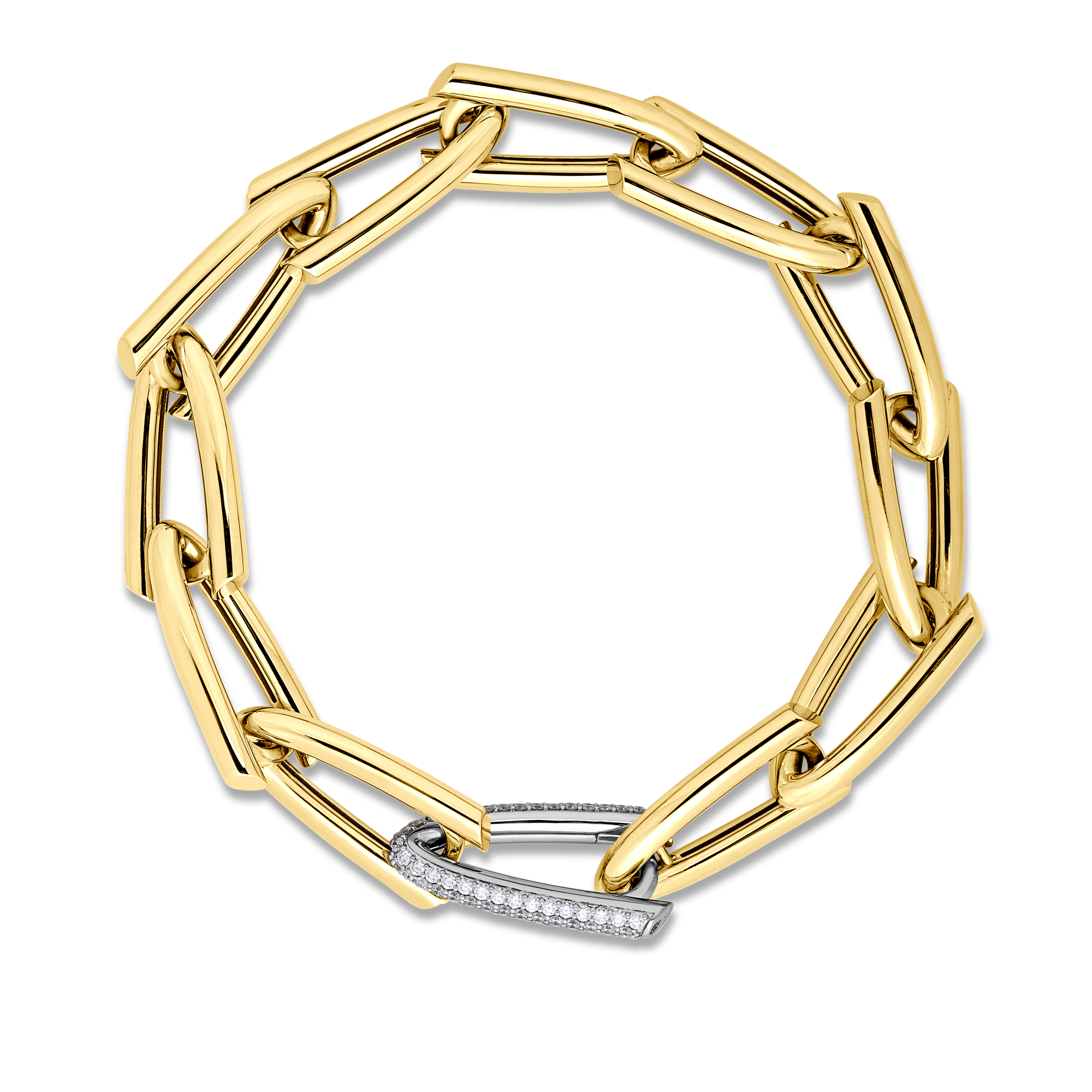 18k Yellow/white Designer Gold Triangle Link Diamond Bracelet