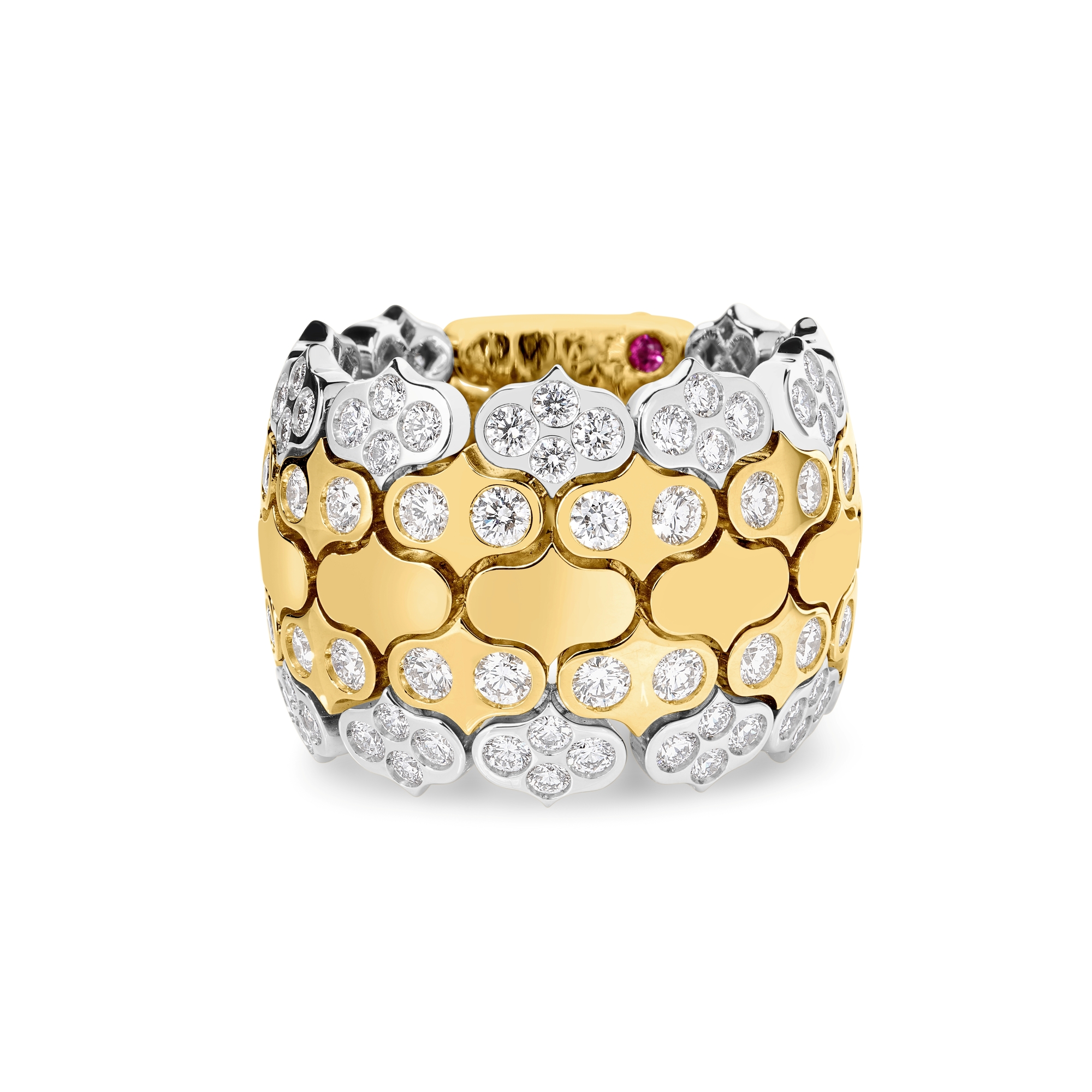 18k Yellow/white Gold Cobra Diamond Wide Ring