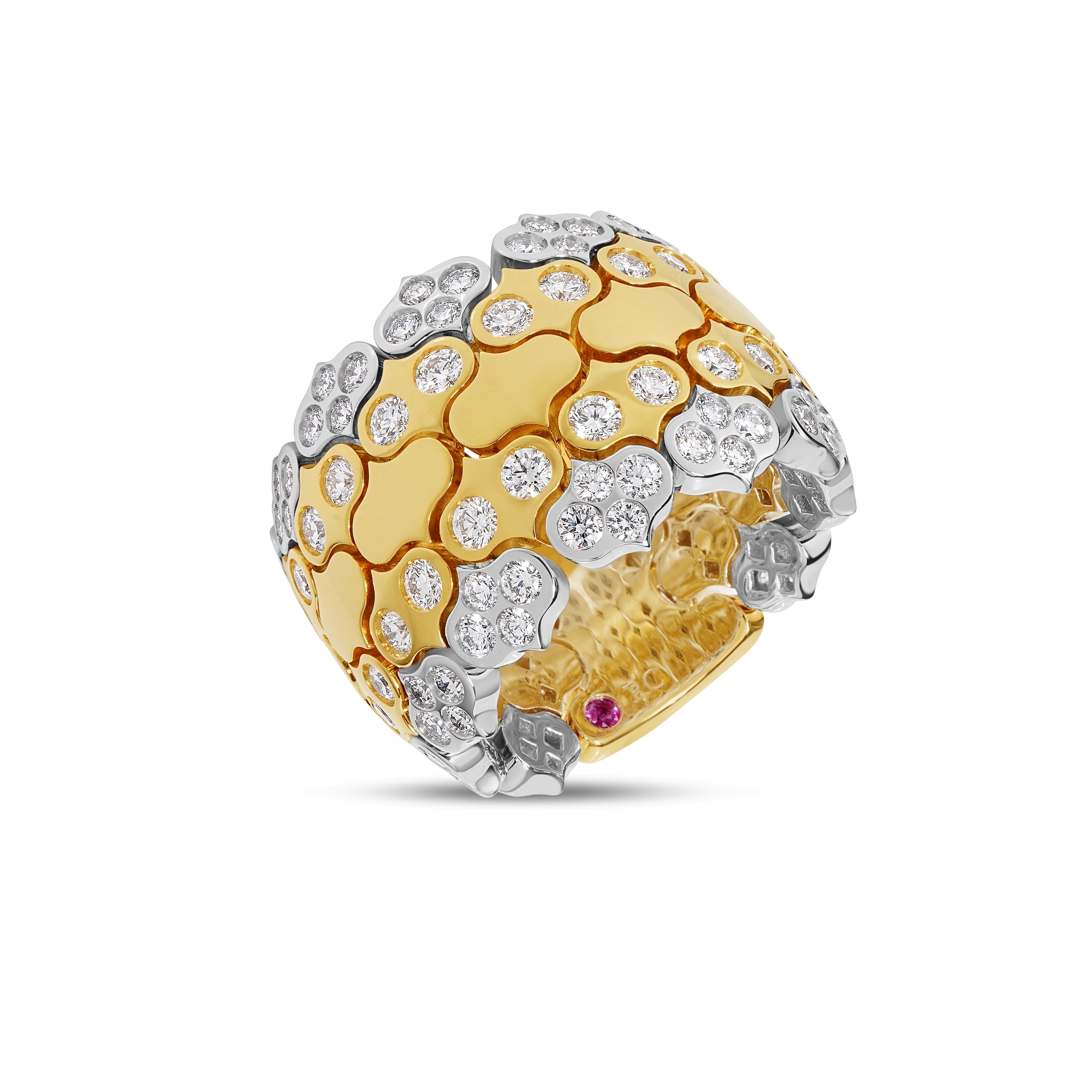 18k Yellow/white Gold Cobra Diamond Wide Ring