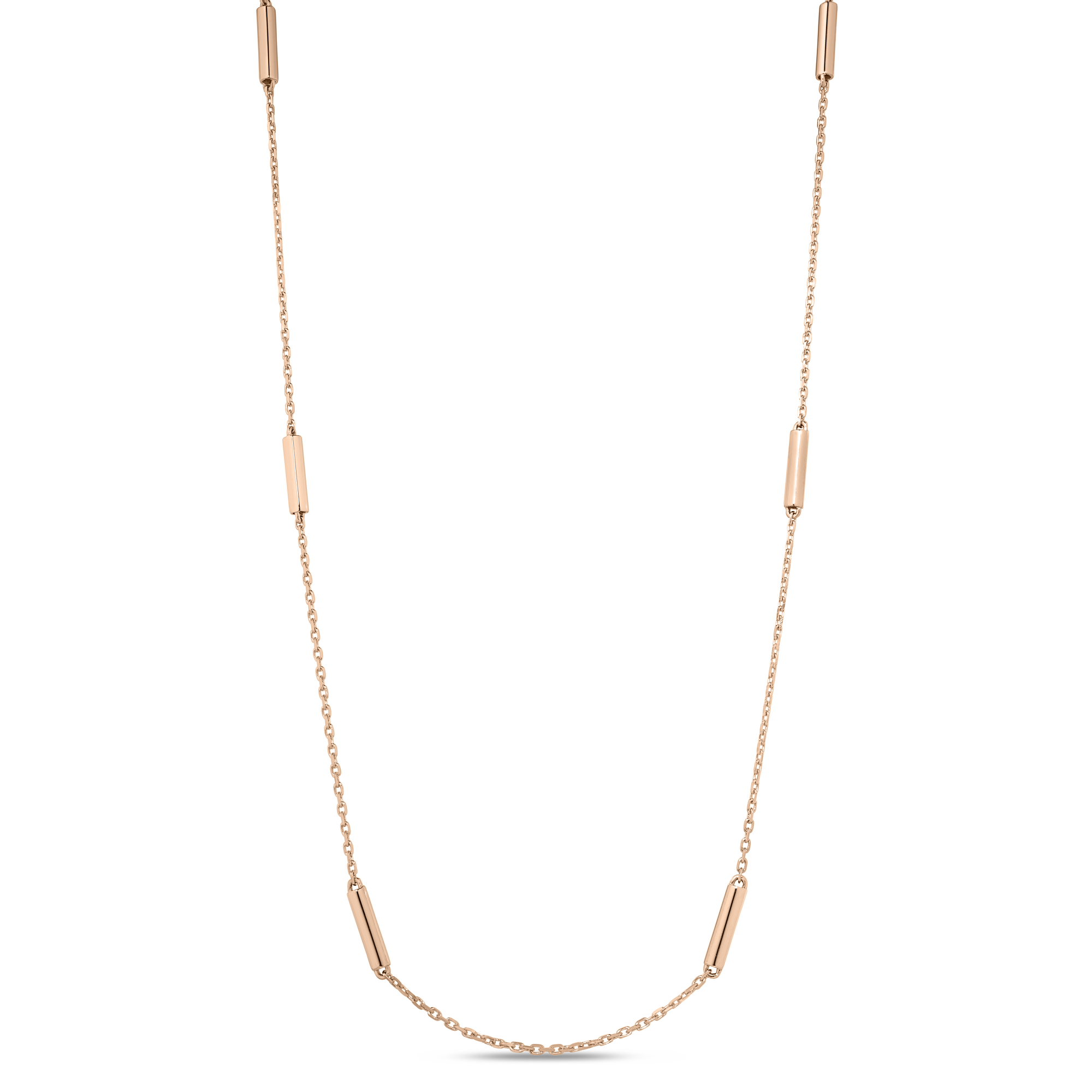 18k Rose Designer Gold Bar Station Necklace
