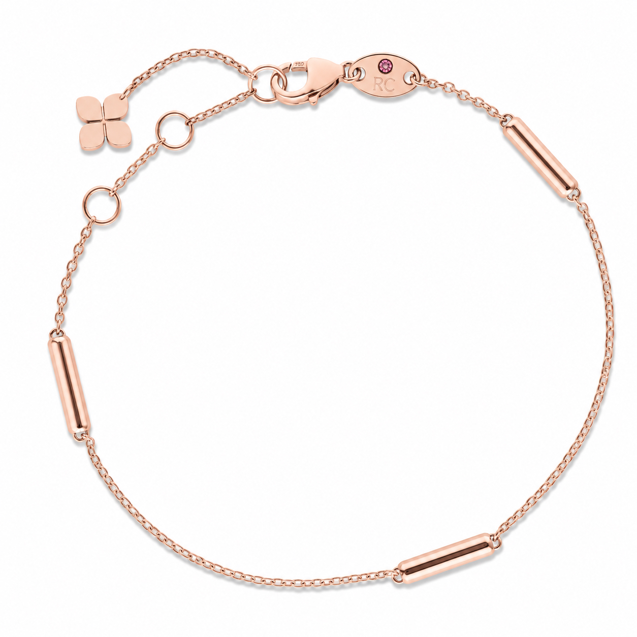 18k Rose Designer Gold Bar Station Bracelet