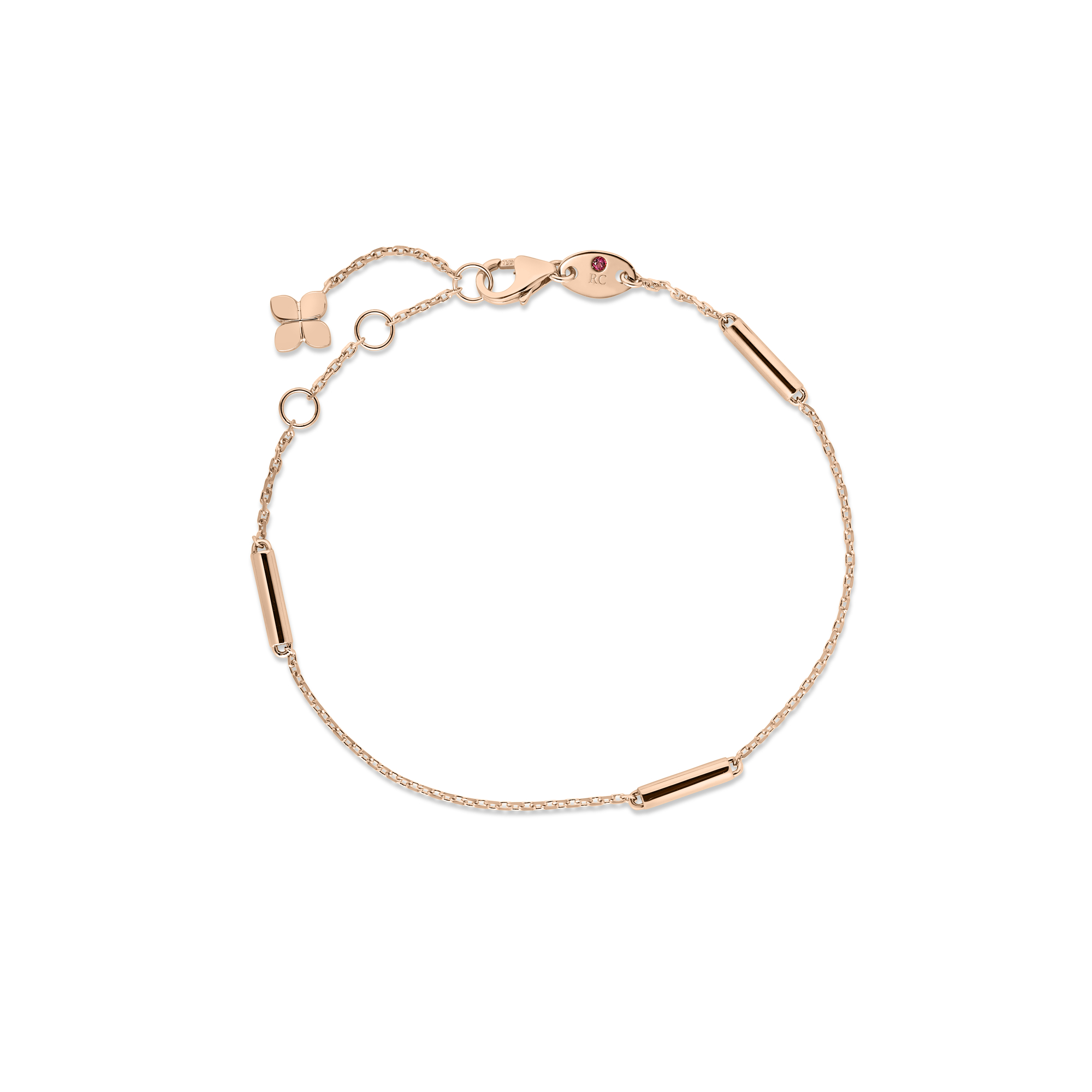18k Rose Designer Gold Bar Station Bracelet