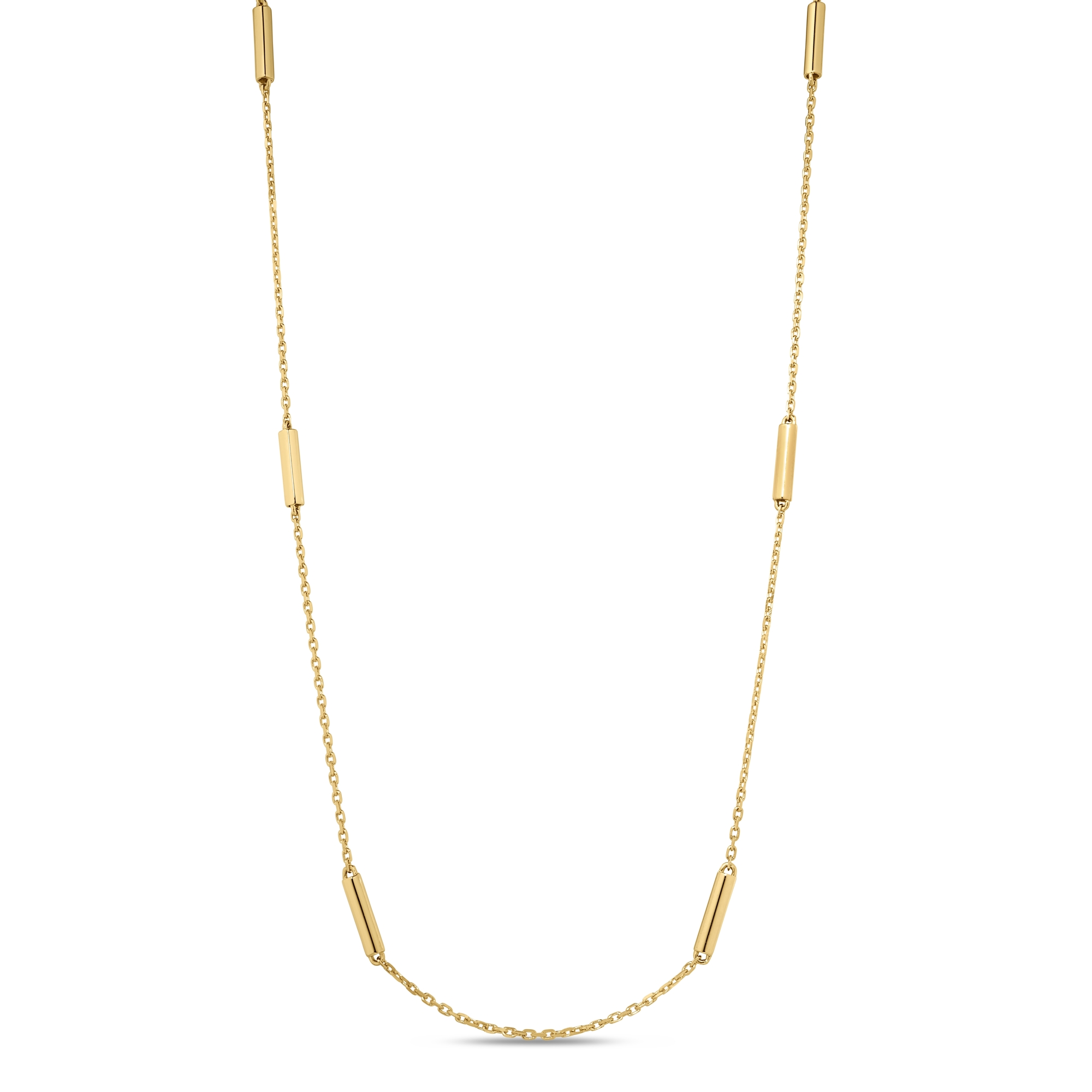 18k Yellow Designer Gold Bar Station Necklace