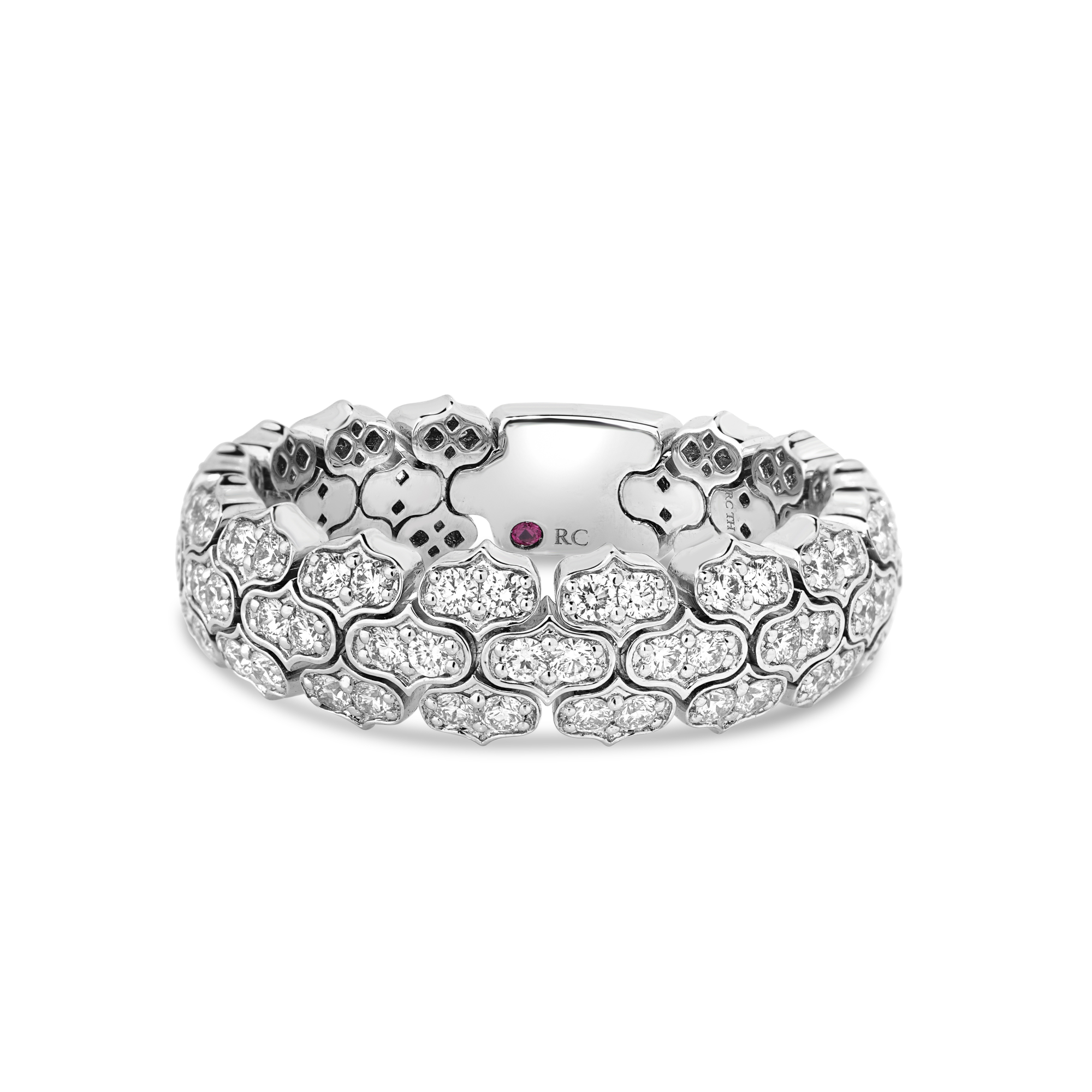 18k White Gold Cobra Pave Diamond Ring