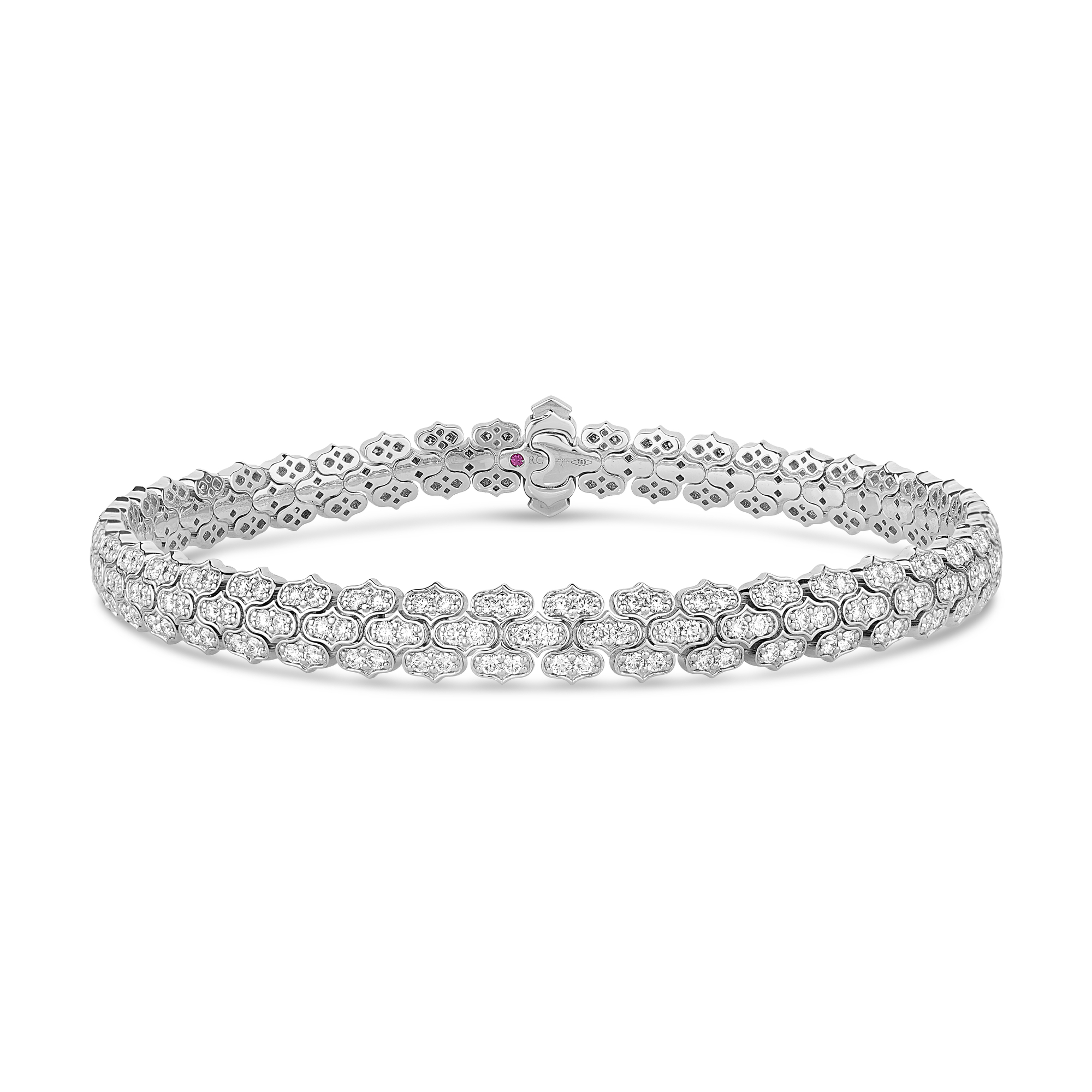 18k White Gold Cobra Narrow Pave Diamond Bracelet