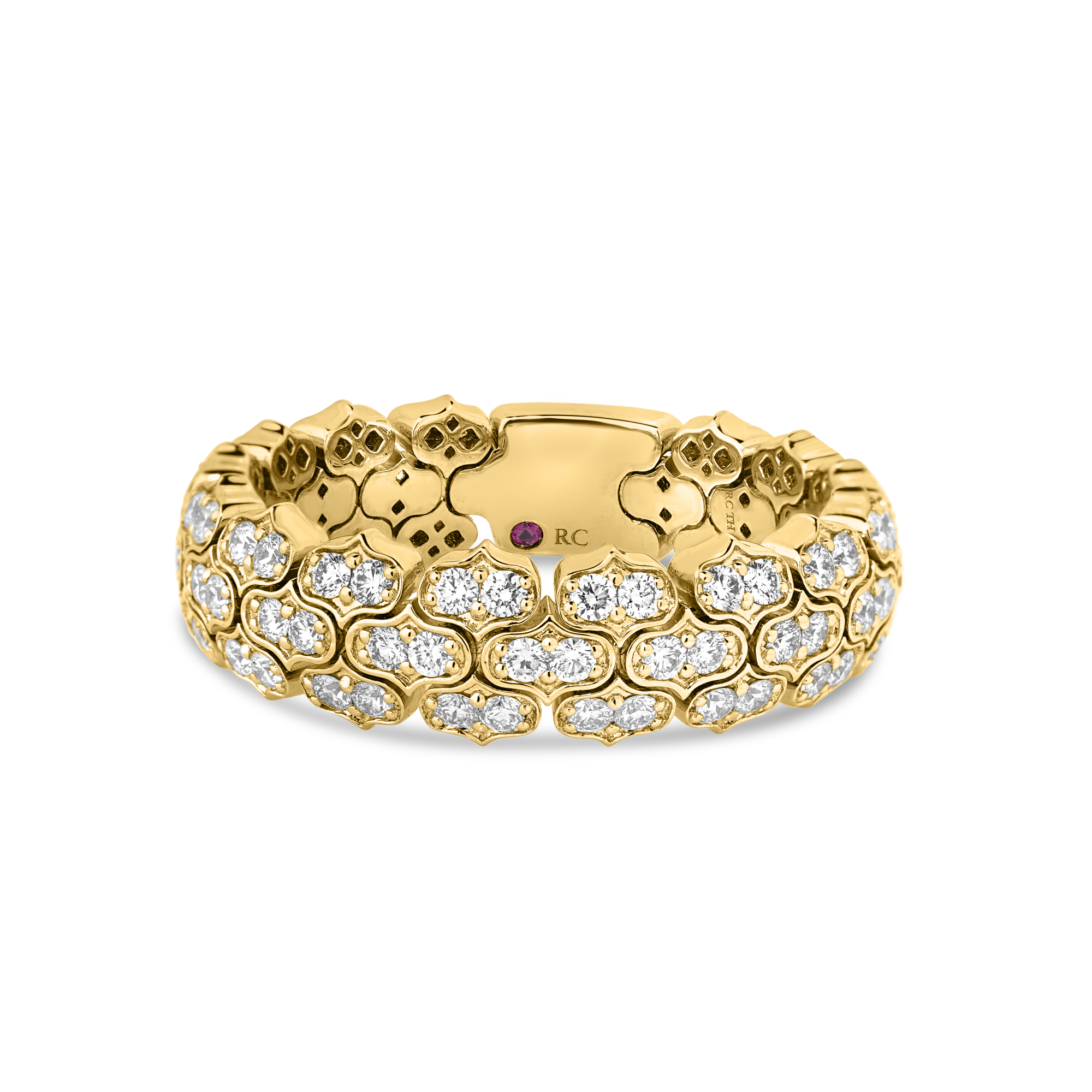 18k Yellow Gold Cobra Narrow Pave Diamond Ring