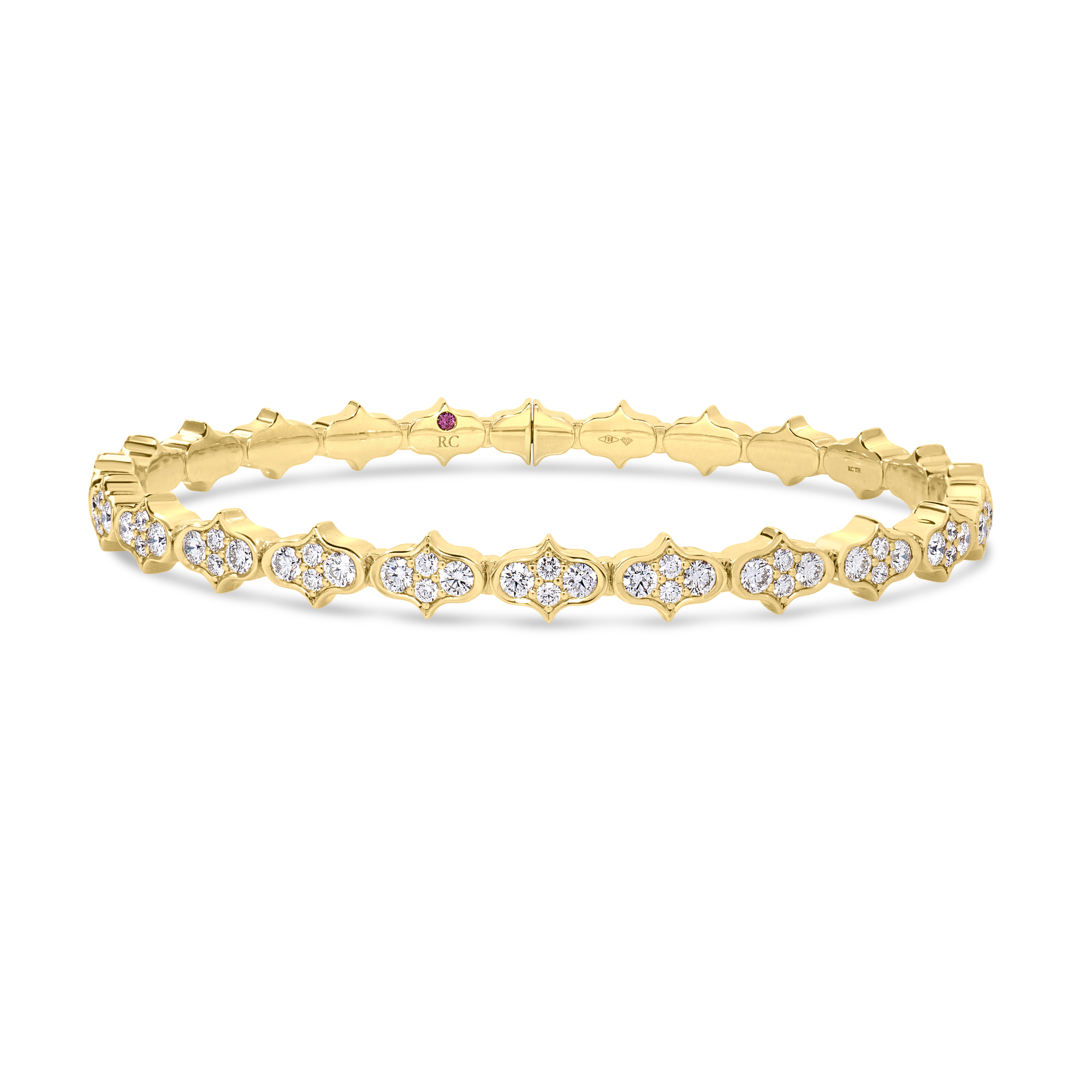 18k Yellow Gold Cobra Pave Diamond Bangle
