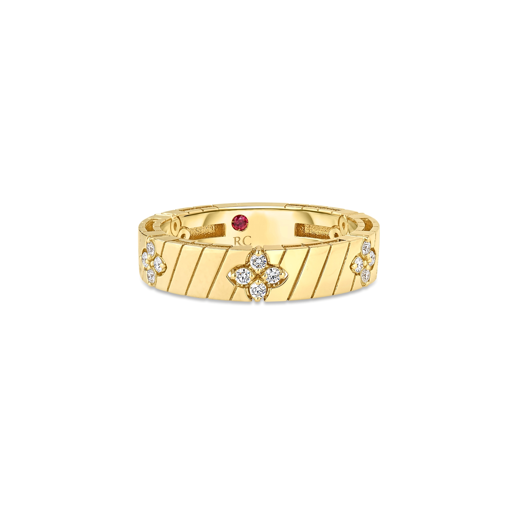 18k Yellow Gold Love In Verona Ridged Diamond Ring