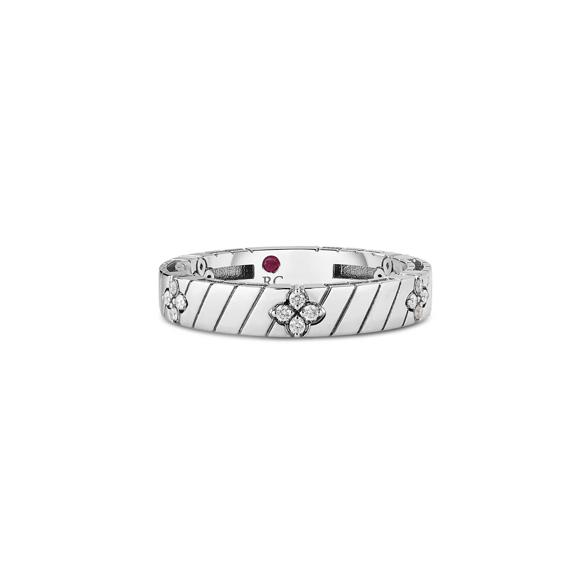 18k White Gold Love In Verona Narrow Ridged Diamond Ring