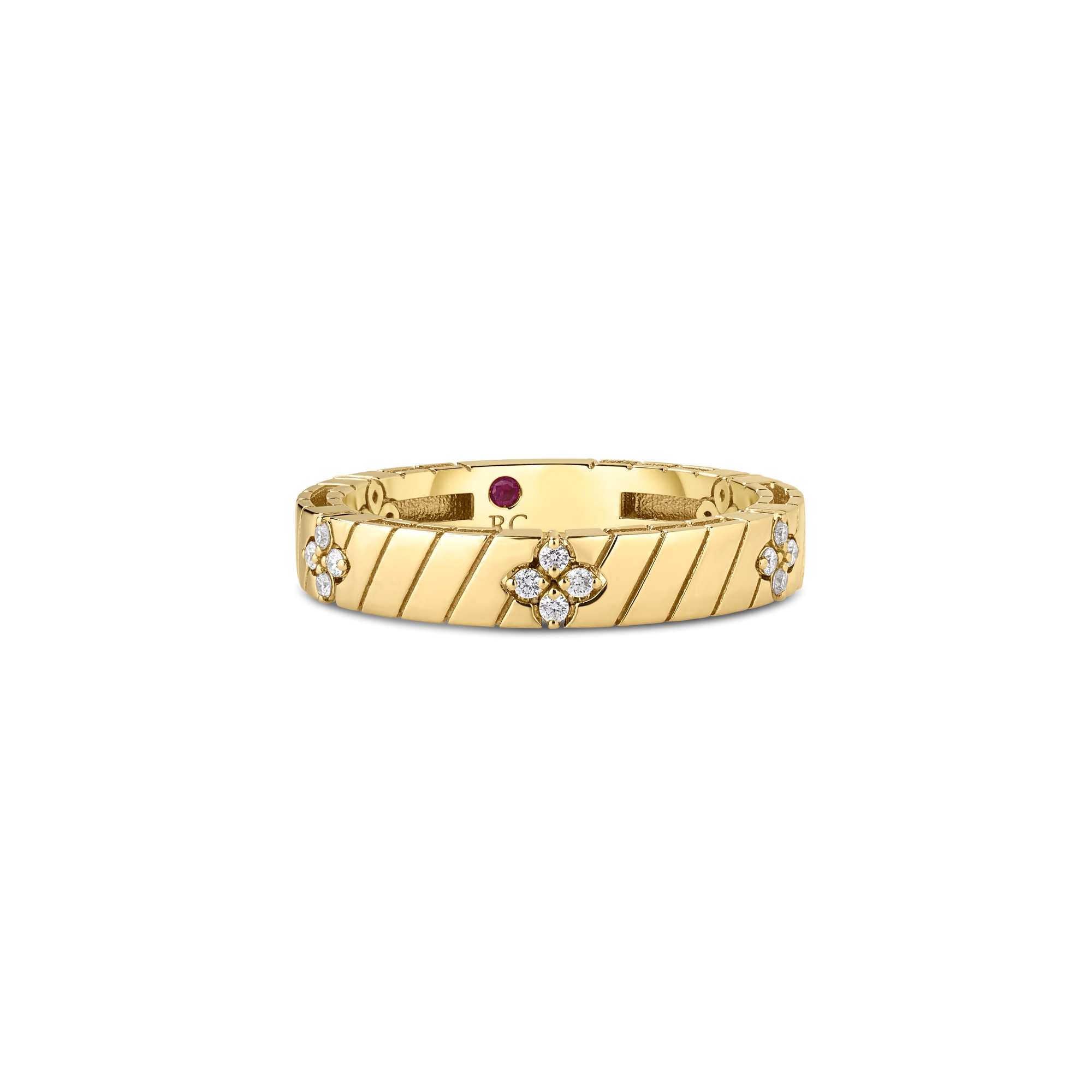 18k Yellow Gold Love In Verona Narrow Ridged Diamond Ring