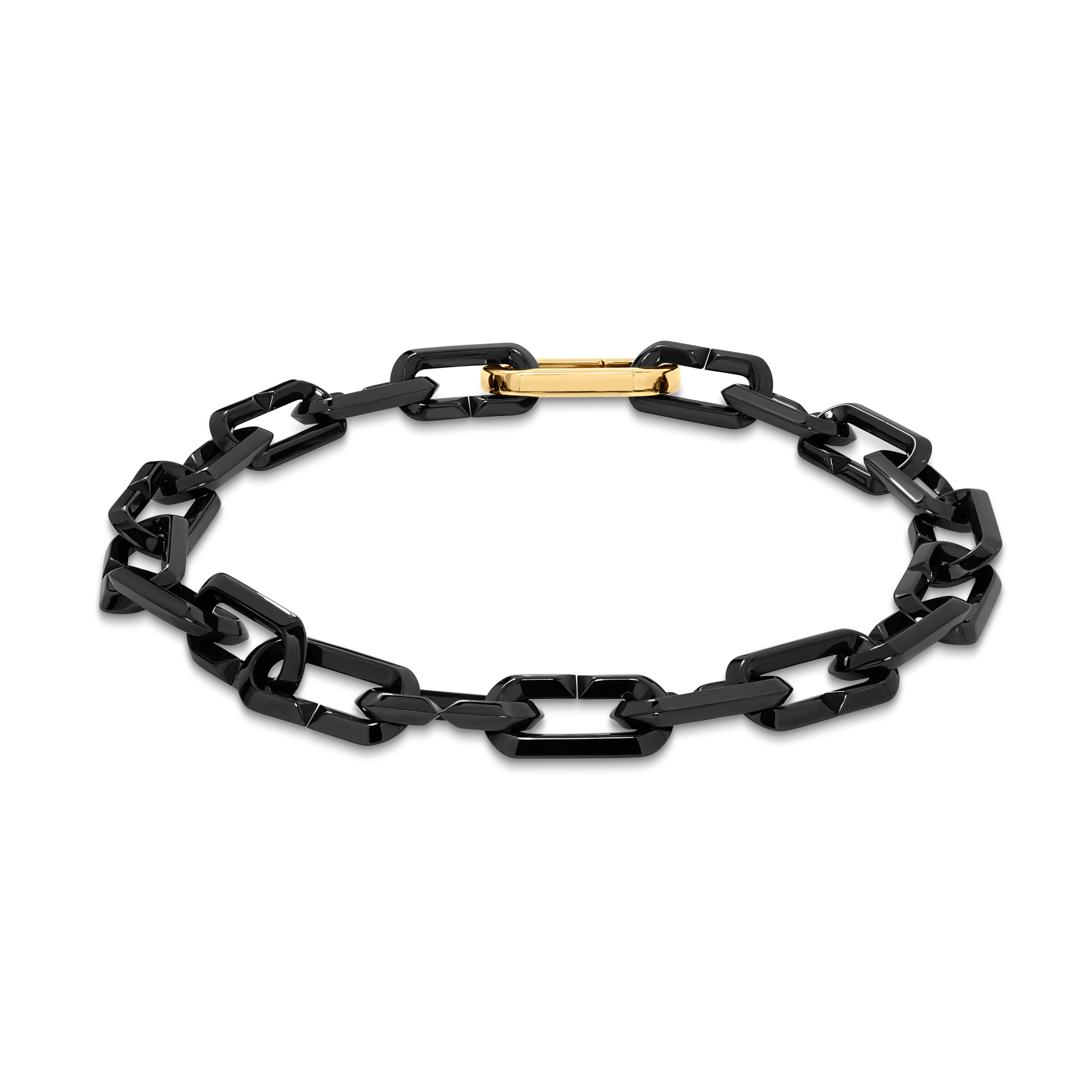 18k Yellow Designer Gold Black Ceramic Bracelet
