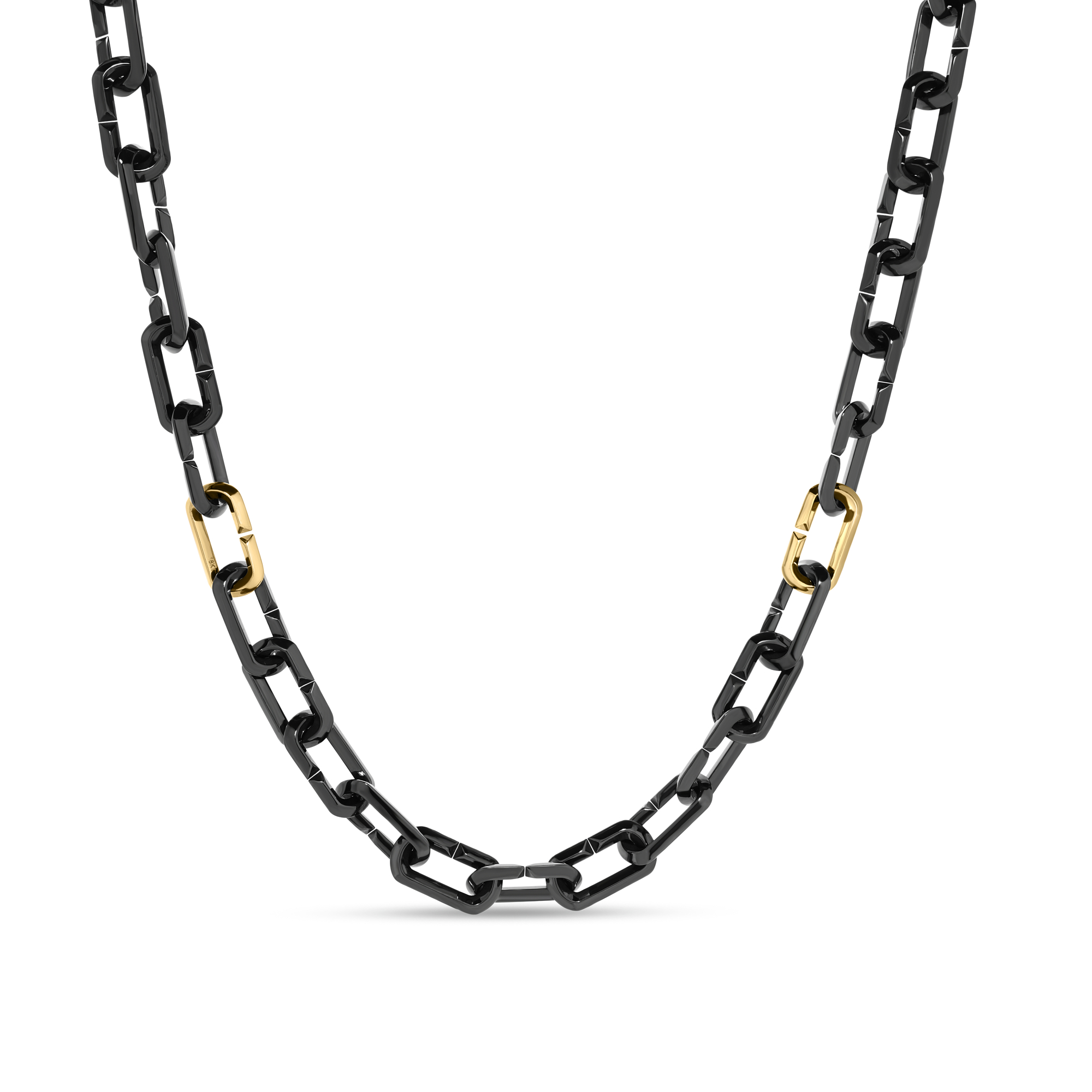 18k Yellow Designer Gold Black Titanium Necklace