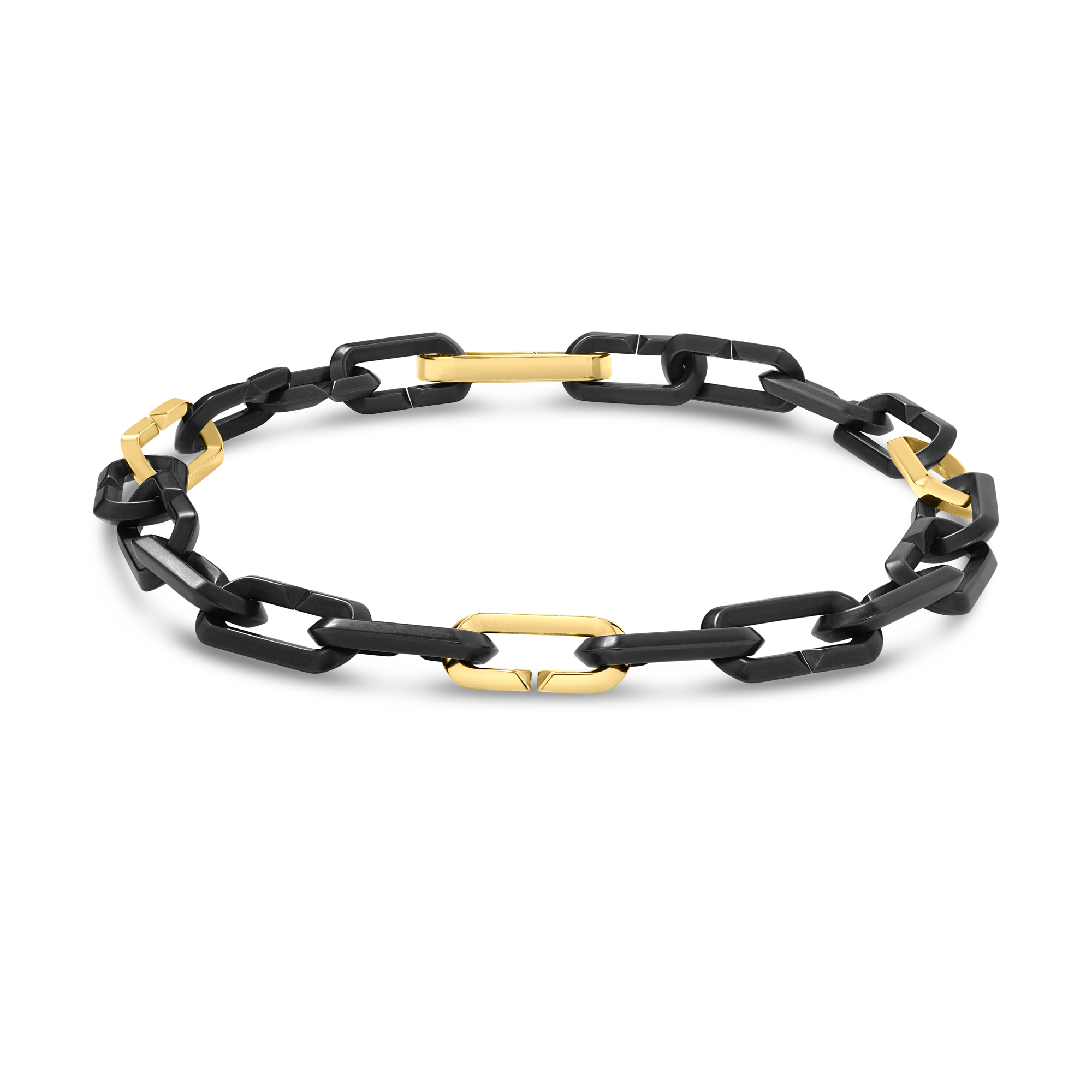 18k Yellow Designer Gold Black Titanium Bracelet