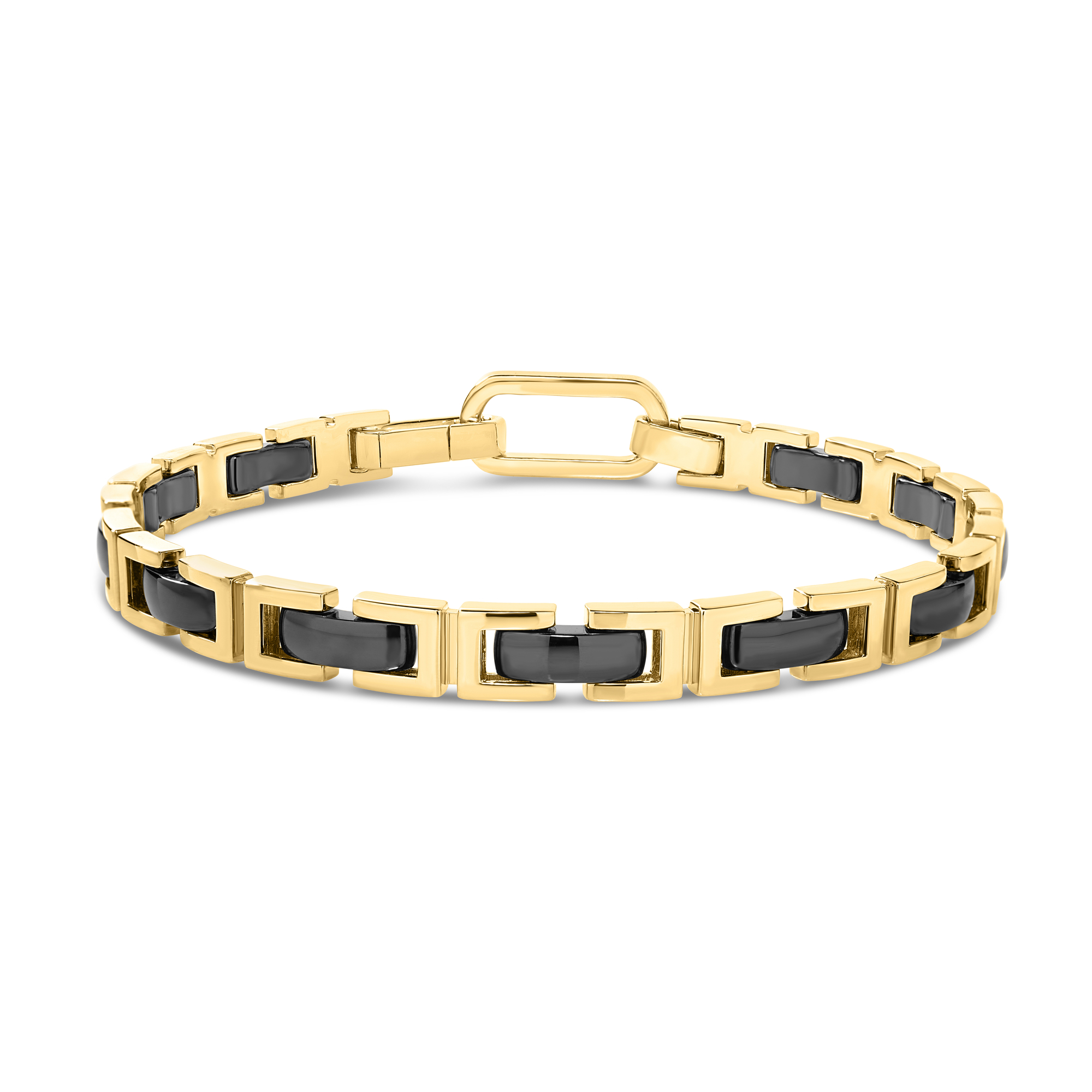 18k Yellow Designer Gold Black Ceramic Bracelet