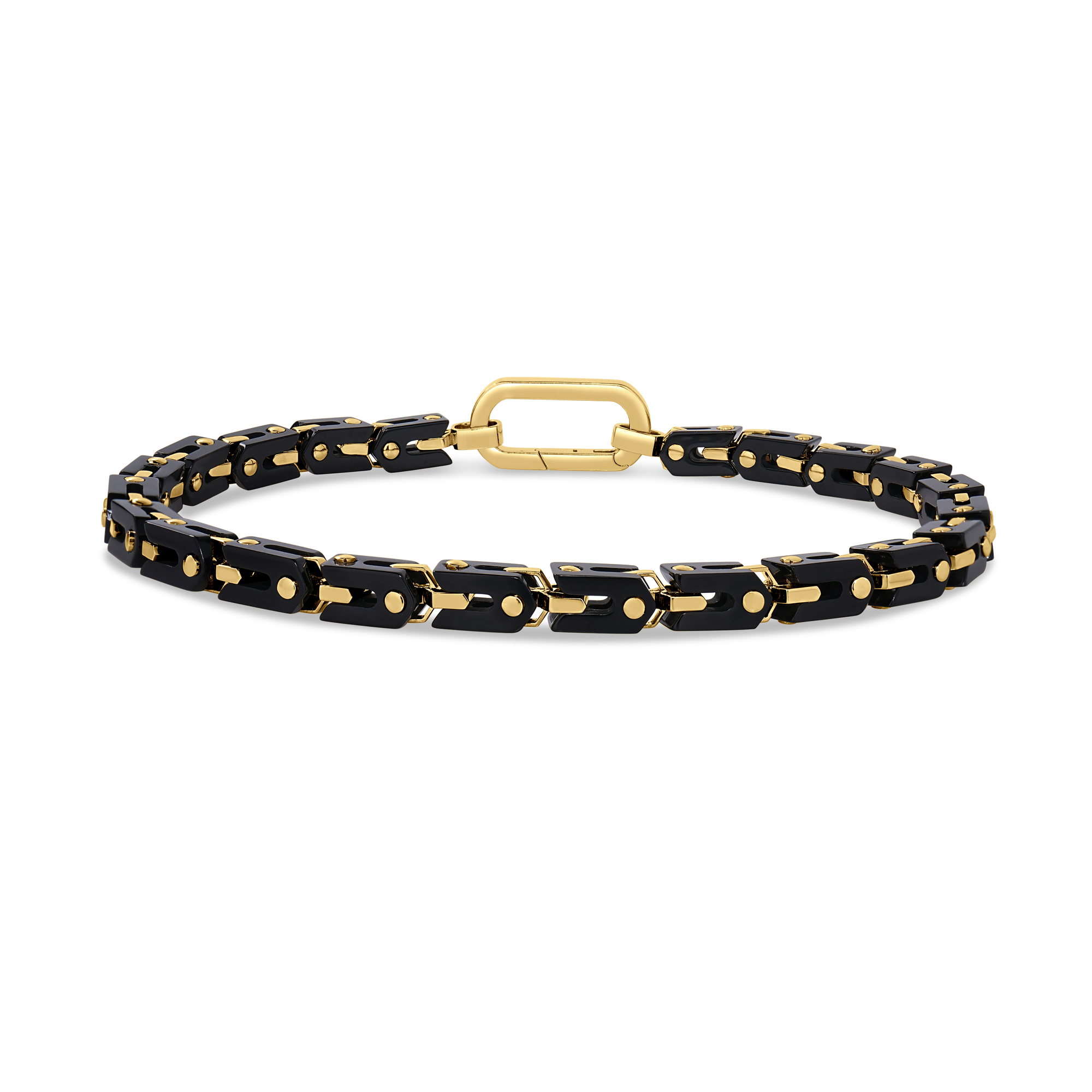 18k Yellow Designer Gold Black Agate Bracelet