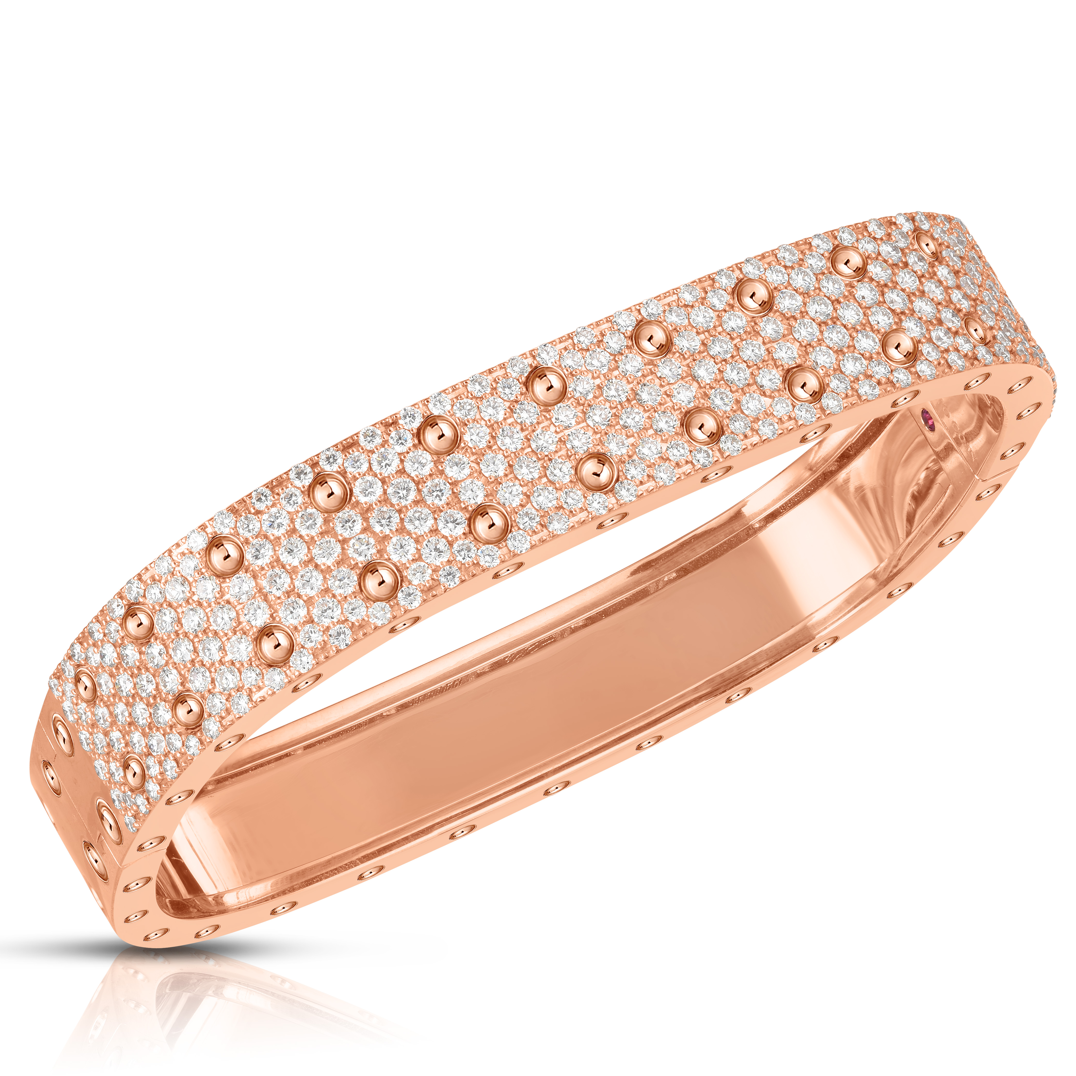 18k Rose Gold Pois Moi 2 Row Sqaure Diamond Bangle