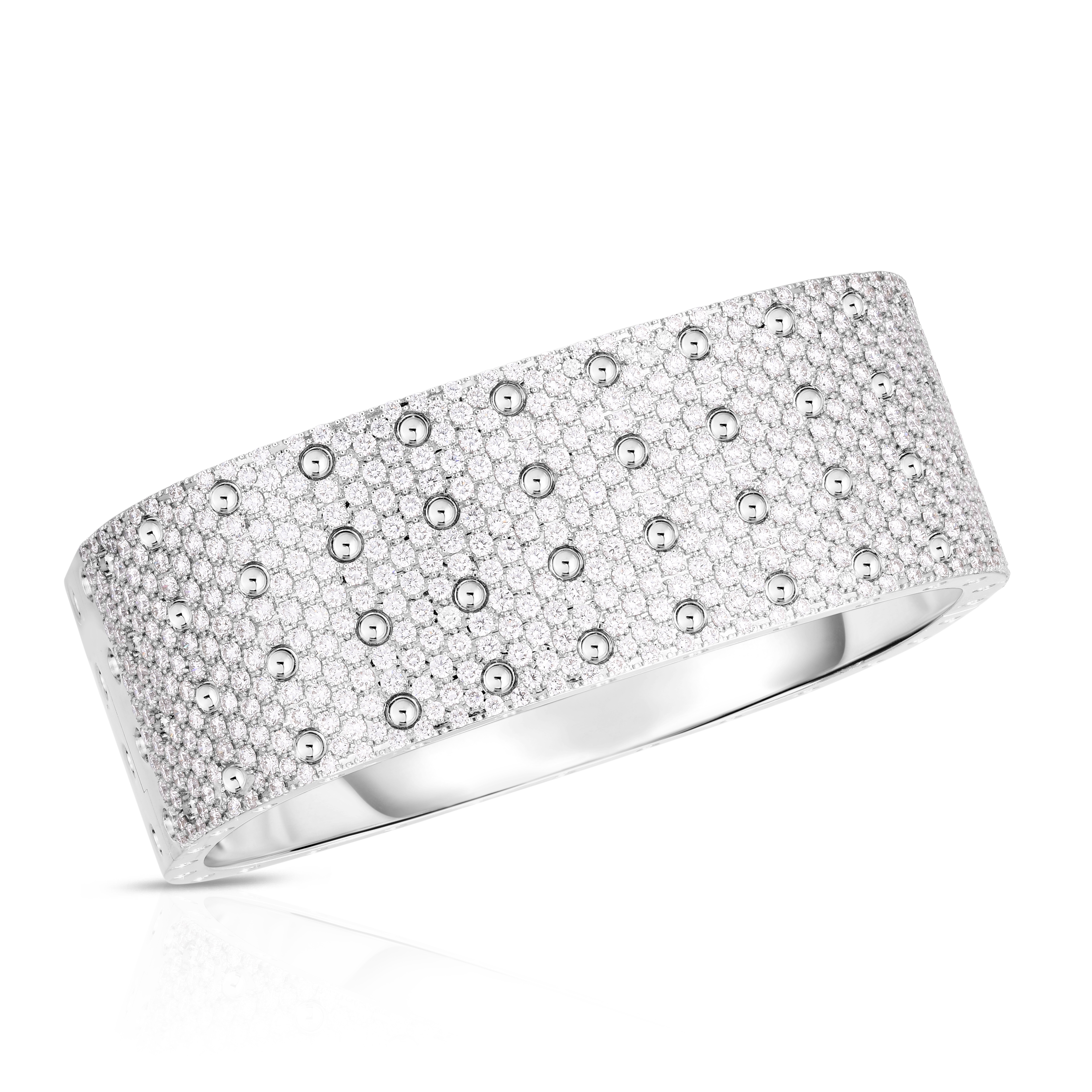 18k White Gold Pois Moi 4 Row Pave Diamond Bangle