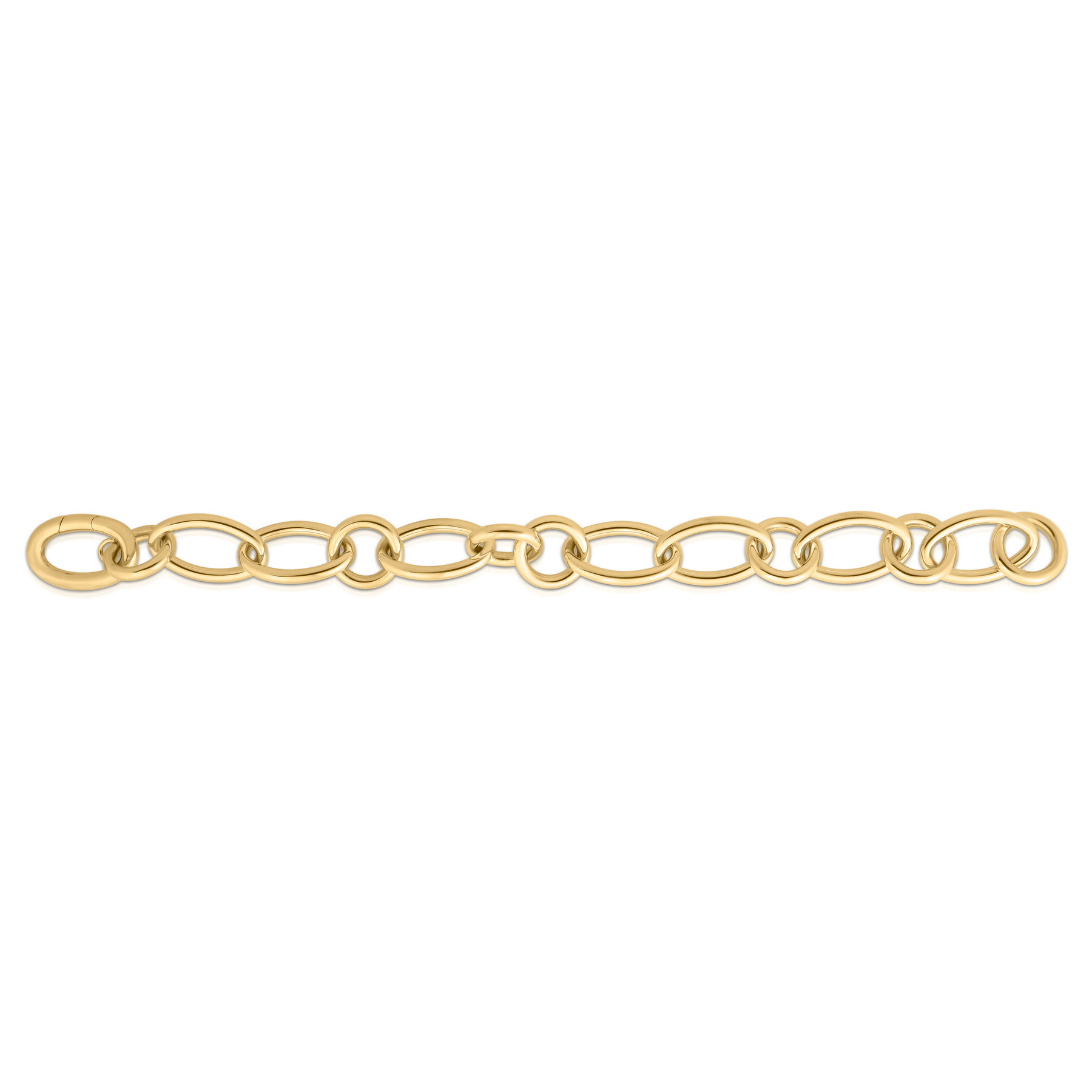 18k Yellow Designer Gold Alternating Oval & Round Link Bracelet