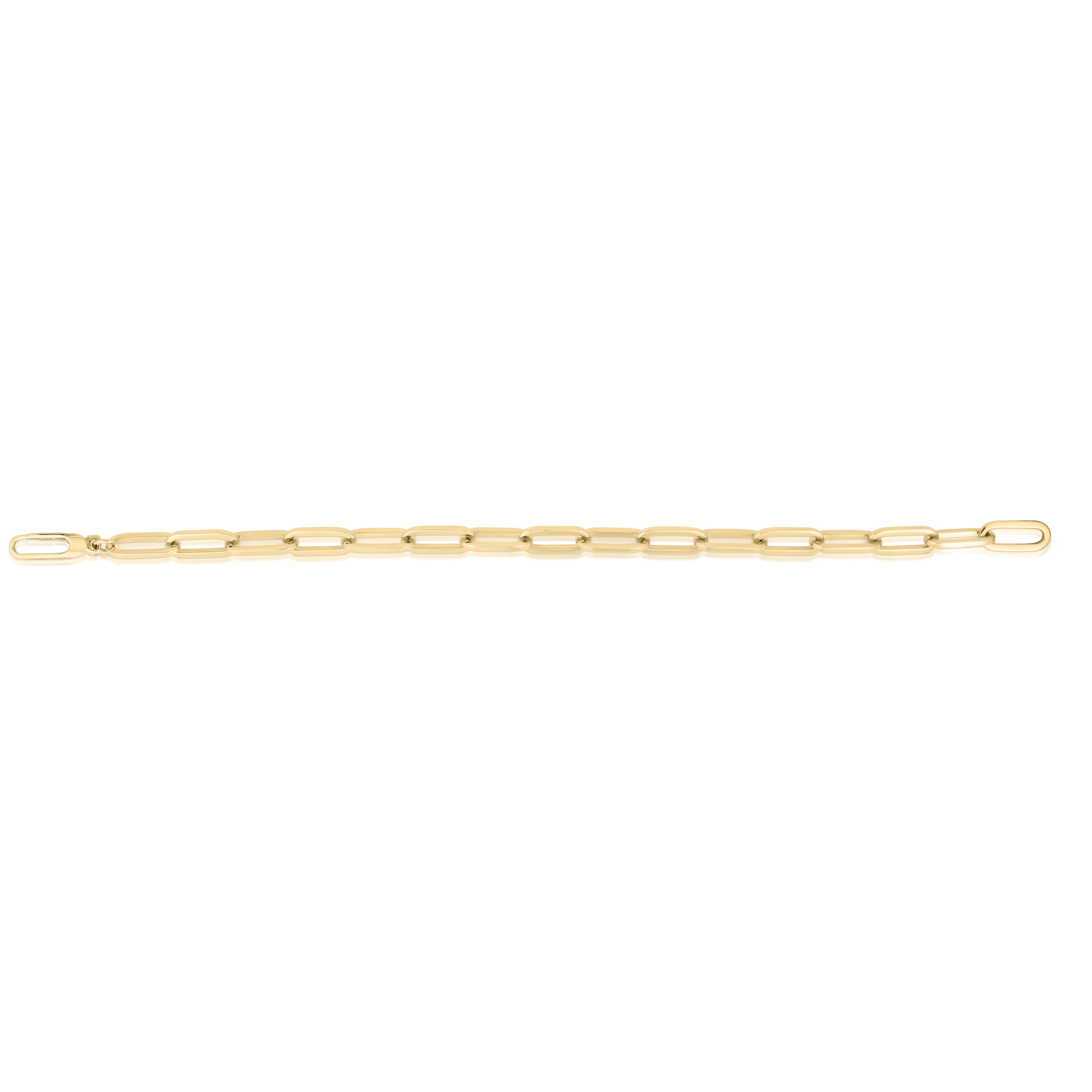 18k Yellow Designer Gold Medium Gauge Sqaured Edge Paperclip Bracelet