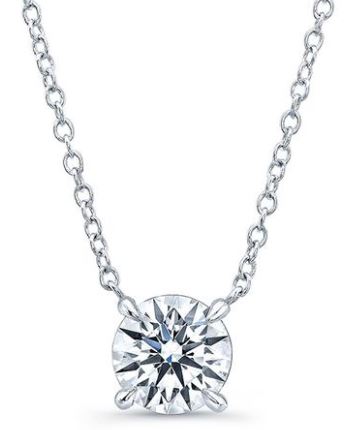 18k White Gold Classic Diamond Solitaire Diamond Necklace - 0.50