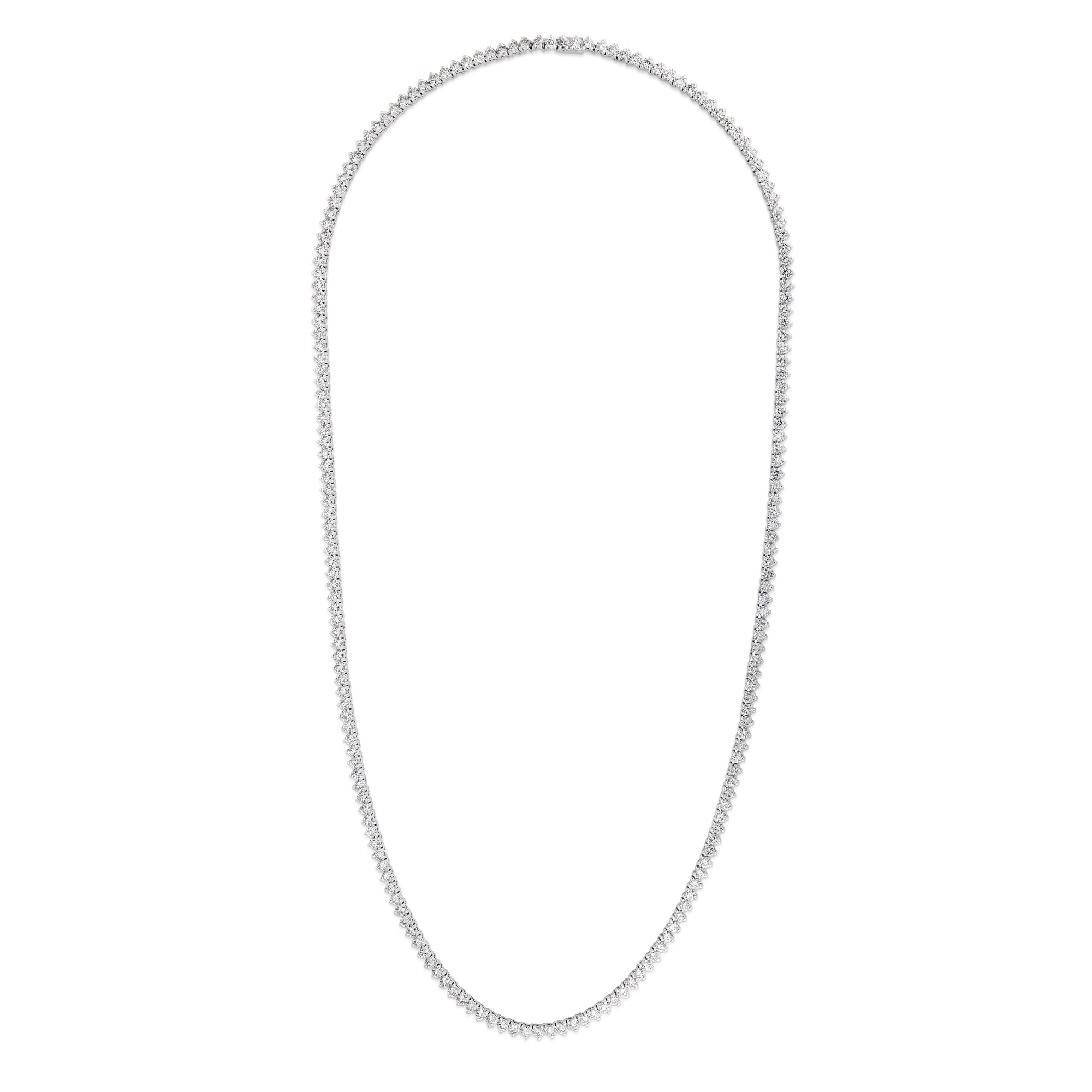 18k White Gold Classic Diamond 3 Prong Setting Non Graduated Riviera Diamond Necklace - 16 Inch: 0.05 7.00ct
