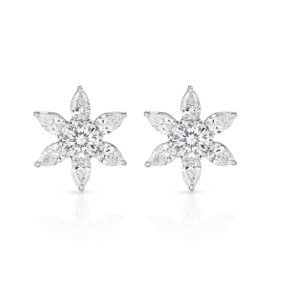 18k White Gold Stelle Diamond Stud Earrings - 2 X.50ct Center