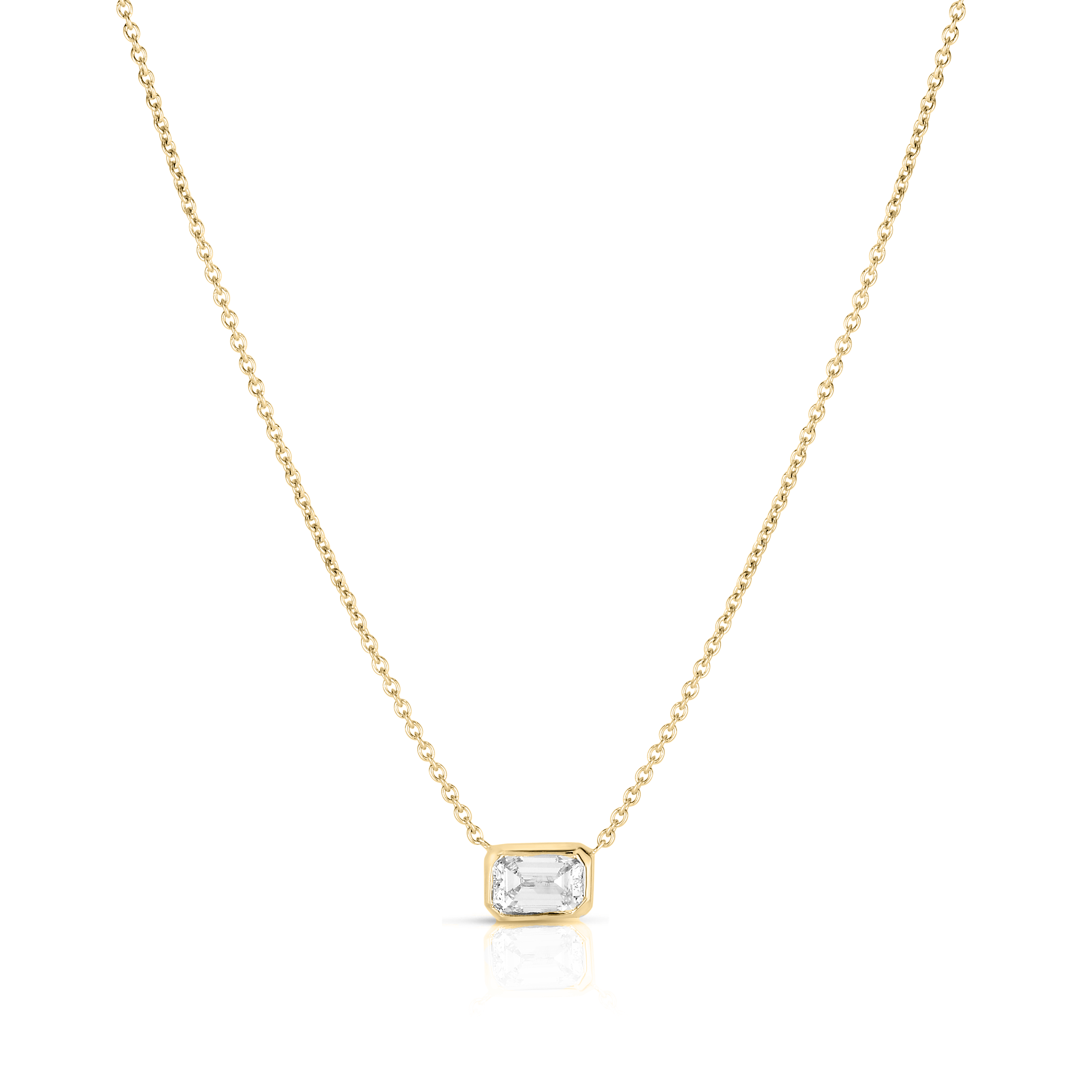 18k Yellow Gold Diamonds By The Inch Large Emerald Cut Necklace