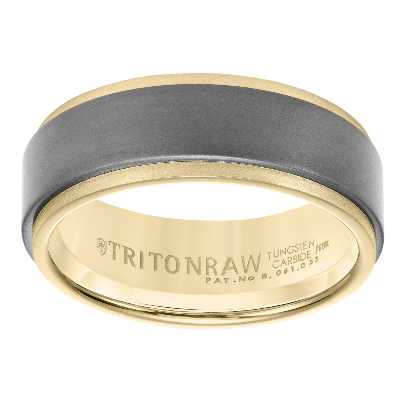 18K Yellow gold ring with step edge, 8MM