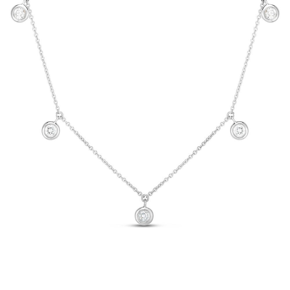 Roberto Coin 18K Five Diamond Drop Station Necklace