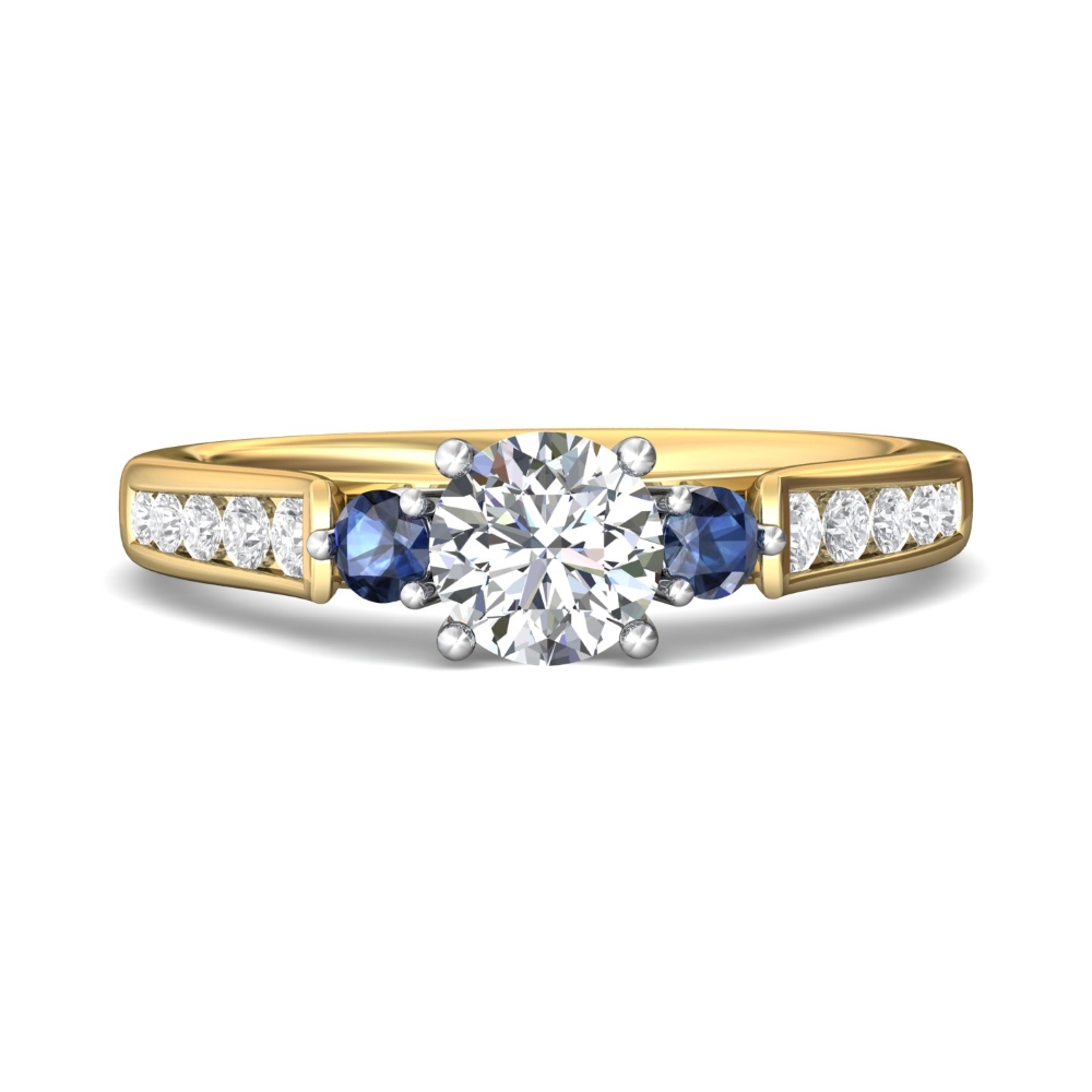 FlyerFit® 14K Yellow and 14K White Gold Three Stone Engagement Ring