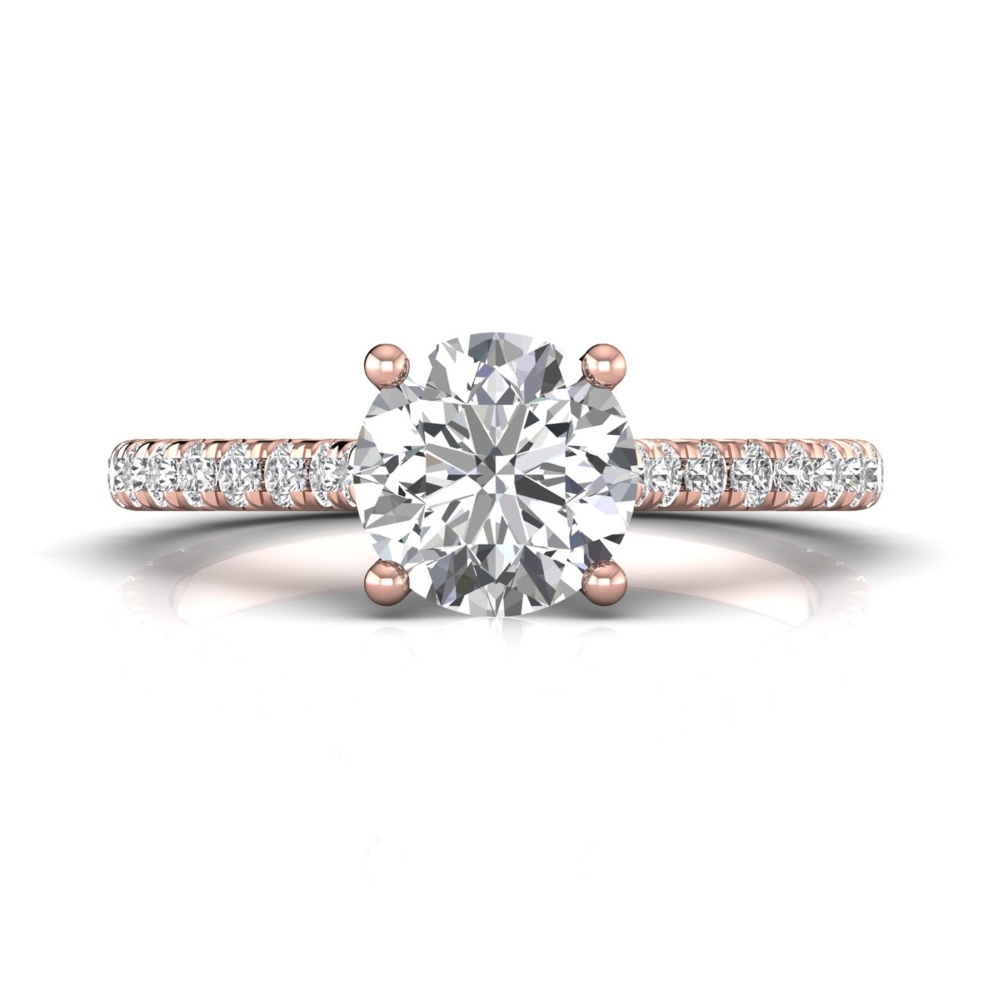 FlyerFit® 14K Pink Gold Micropave Engagement Ring